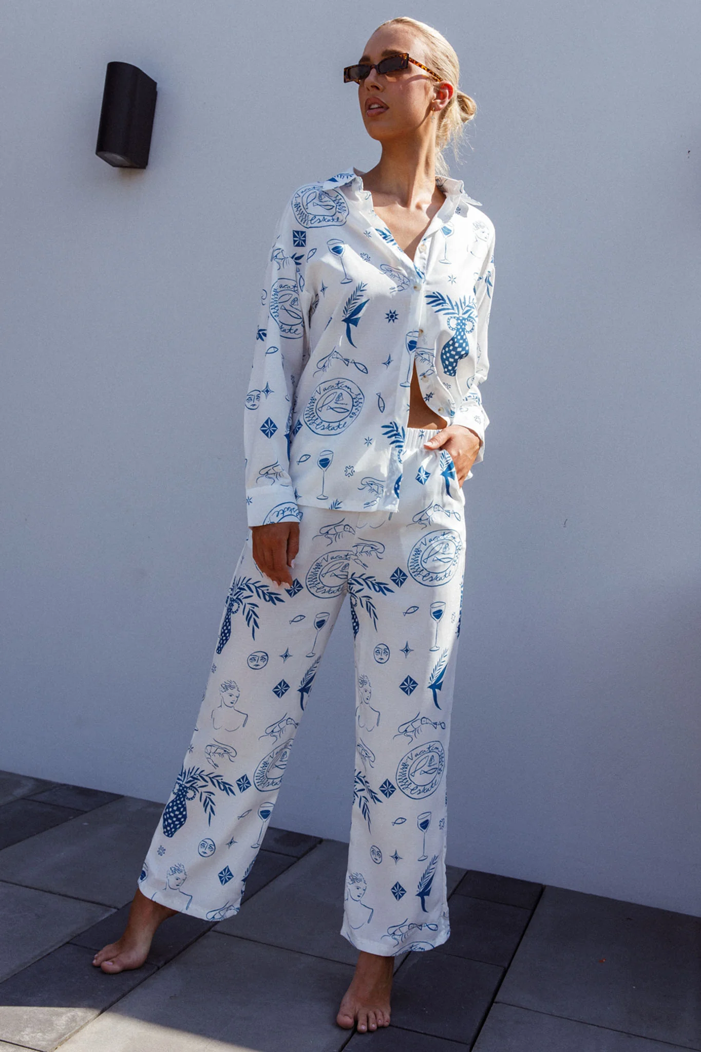 Weekend Bliss Pants Printed White - Image 4