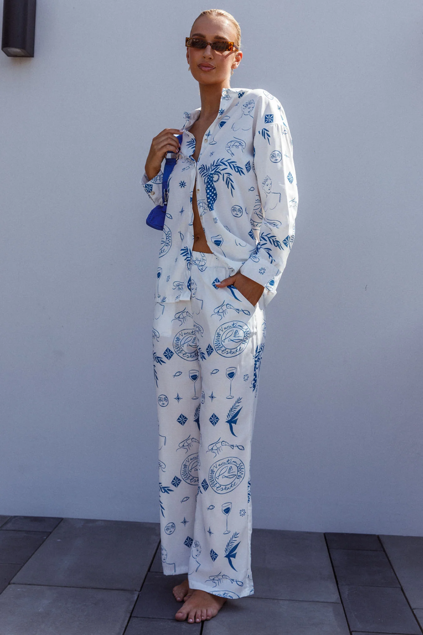 Weekend Bliss Pants Printed White - Image 7