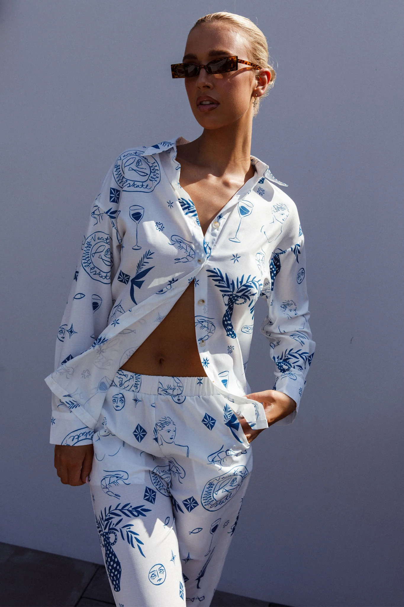 Weekend Bliss Pants Printed White - Image 8