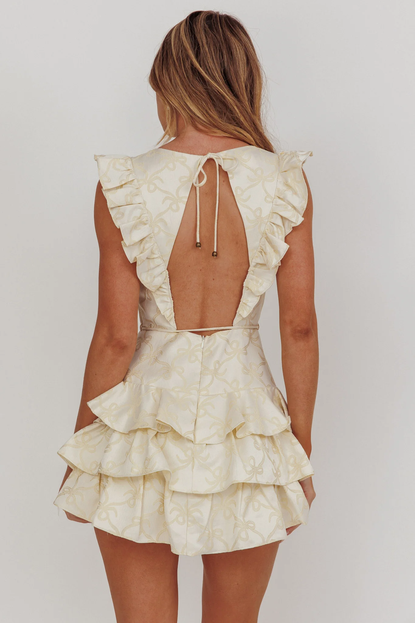 Weekend Muse Sleeveless Layered Frill Romper Butter - Image 3