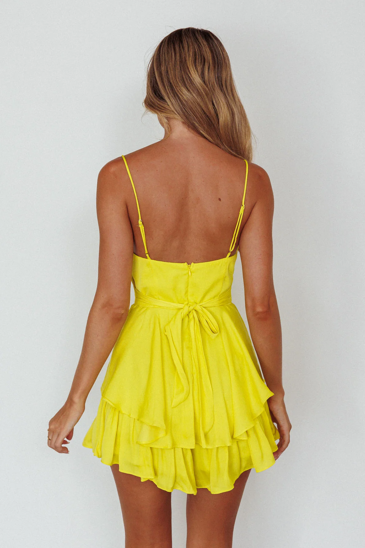Well Versed Cowl Neck Flounce Romper Bright Yellow - Image 2