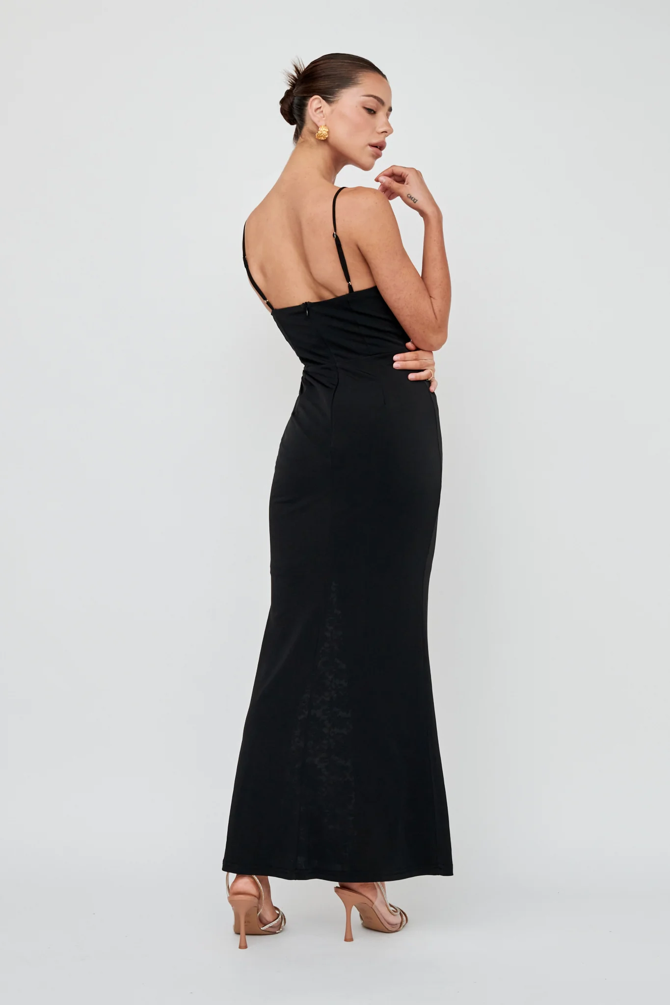 Well Versed Lace Split Maxi Dress Black - Image 2