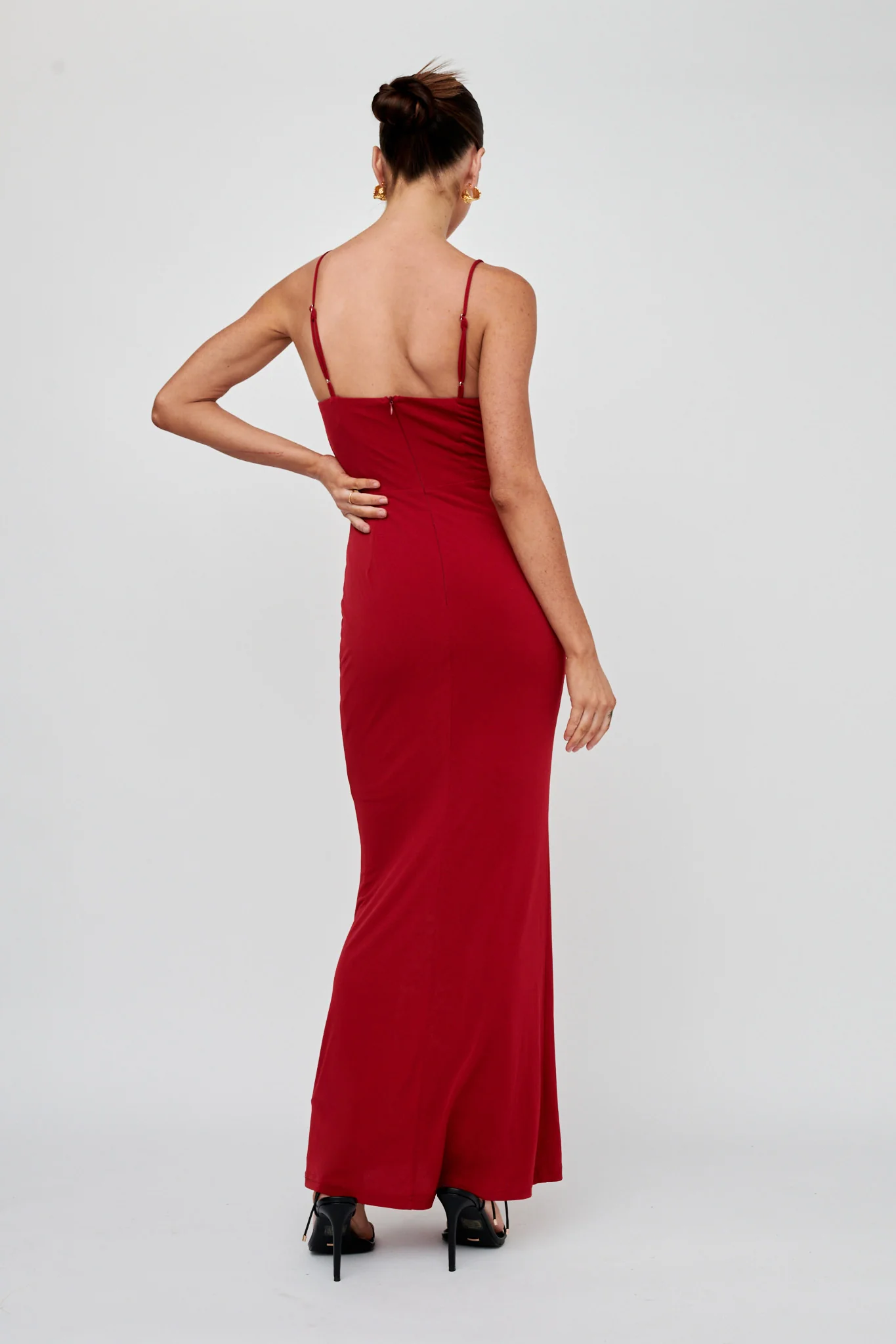 Well Versed Lace Split Maxi Dress Wine - Image 2