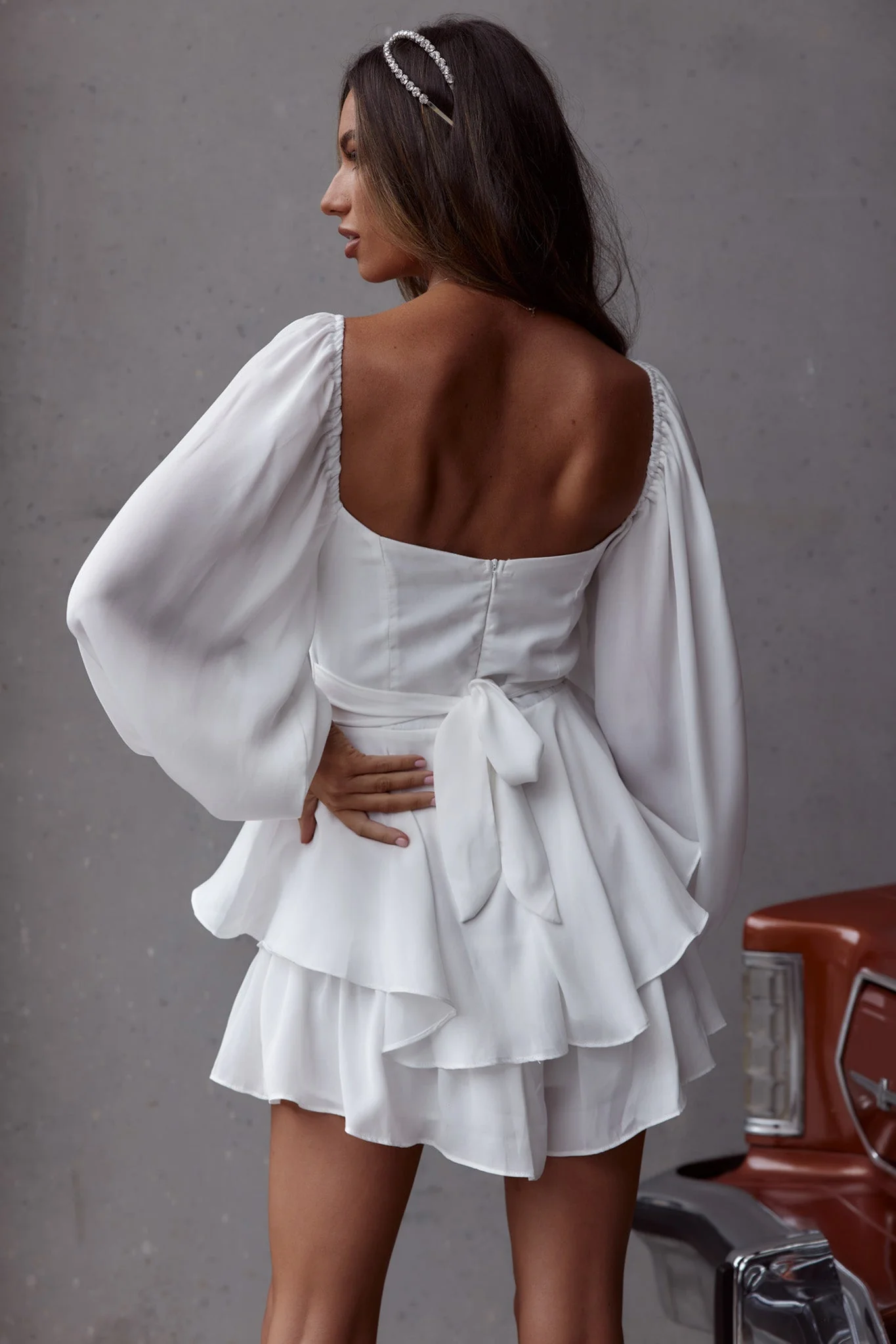 Well Versed Long Sleeve Flounce Romper White - Image 2
