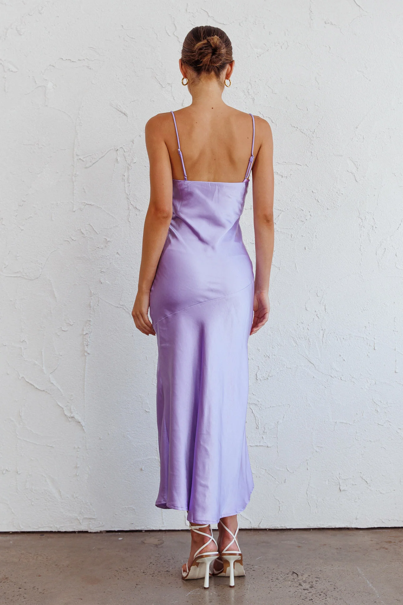 Well Versed Pleated Bust Front Split Dress Lavender - Image 2