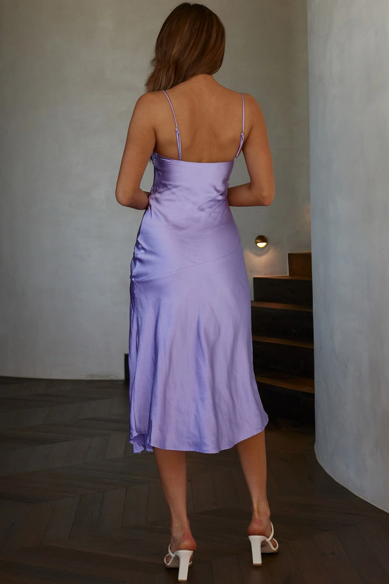 Well Versed Pleated Bust Front Split Dress Lilac - Image 2