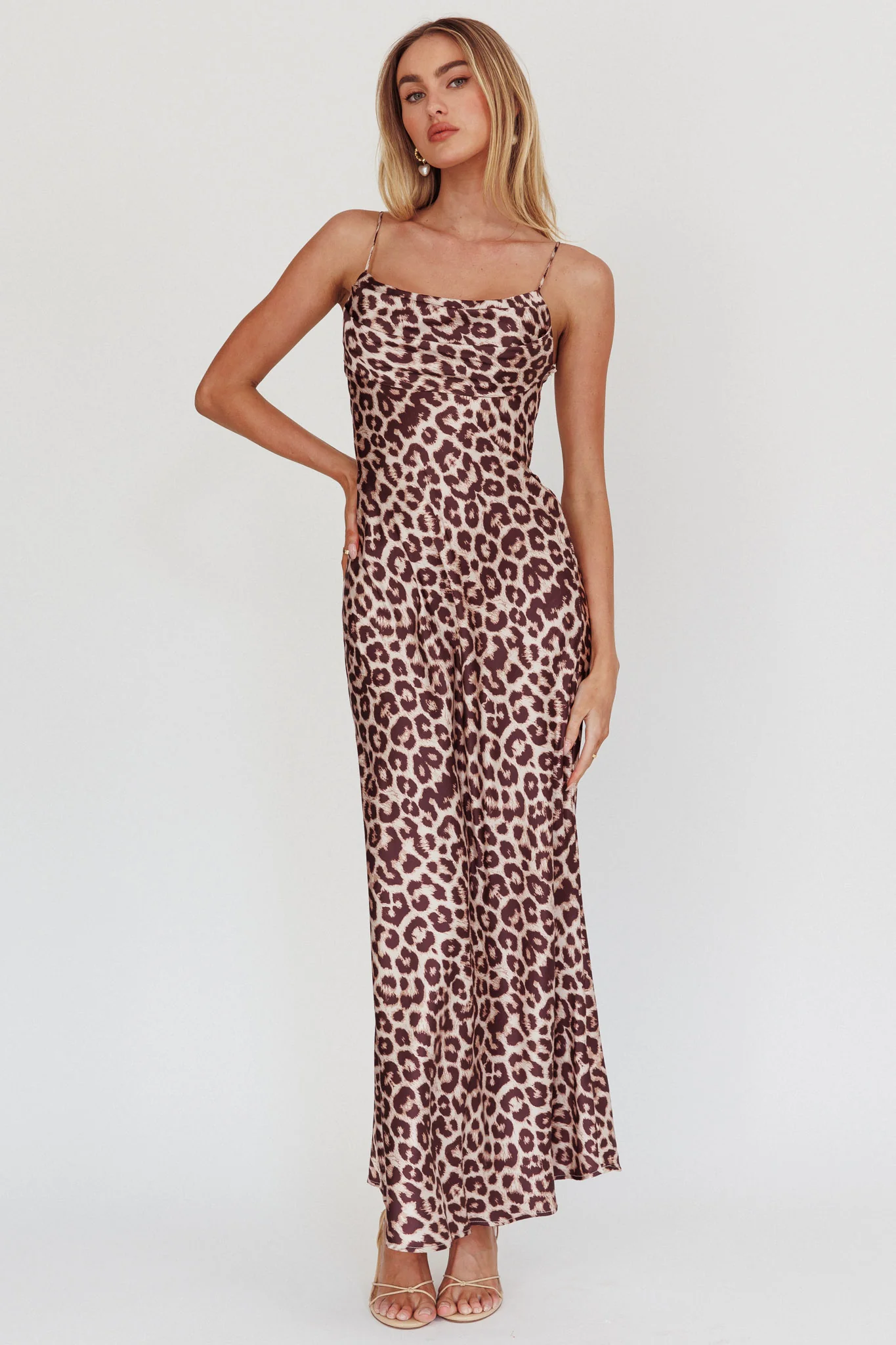 Well Versed Pleated Bust Maxi Dress Leopard - Image 5