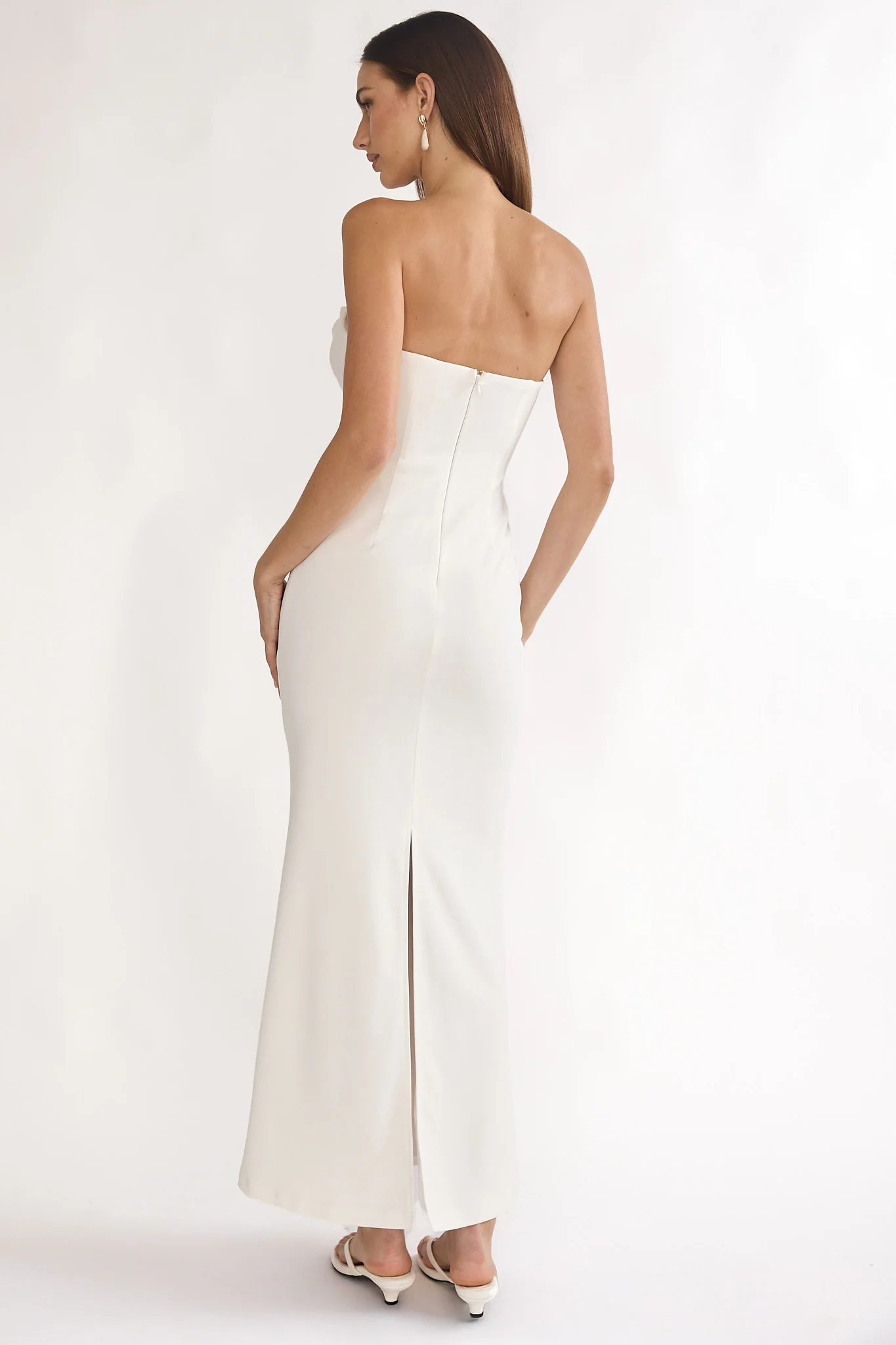 Well Versed Strapless Pleat Bust Maxi Dress White - Image 3