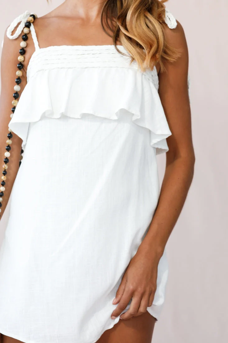 West Braid Detail Ruffle Bust Dress White - Image 5