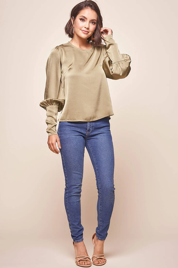 Westminster Leg-of-Mutton Sleeve Blouse Olive - Image 2