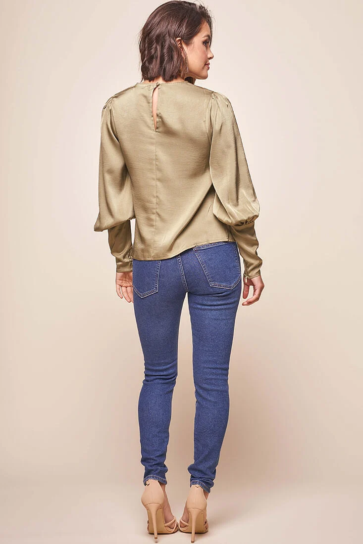 Westminster Leg-of-Mutton Sleeve Blouse Olive - Image 4