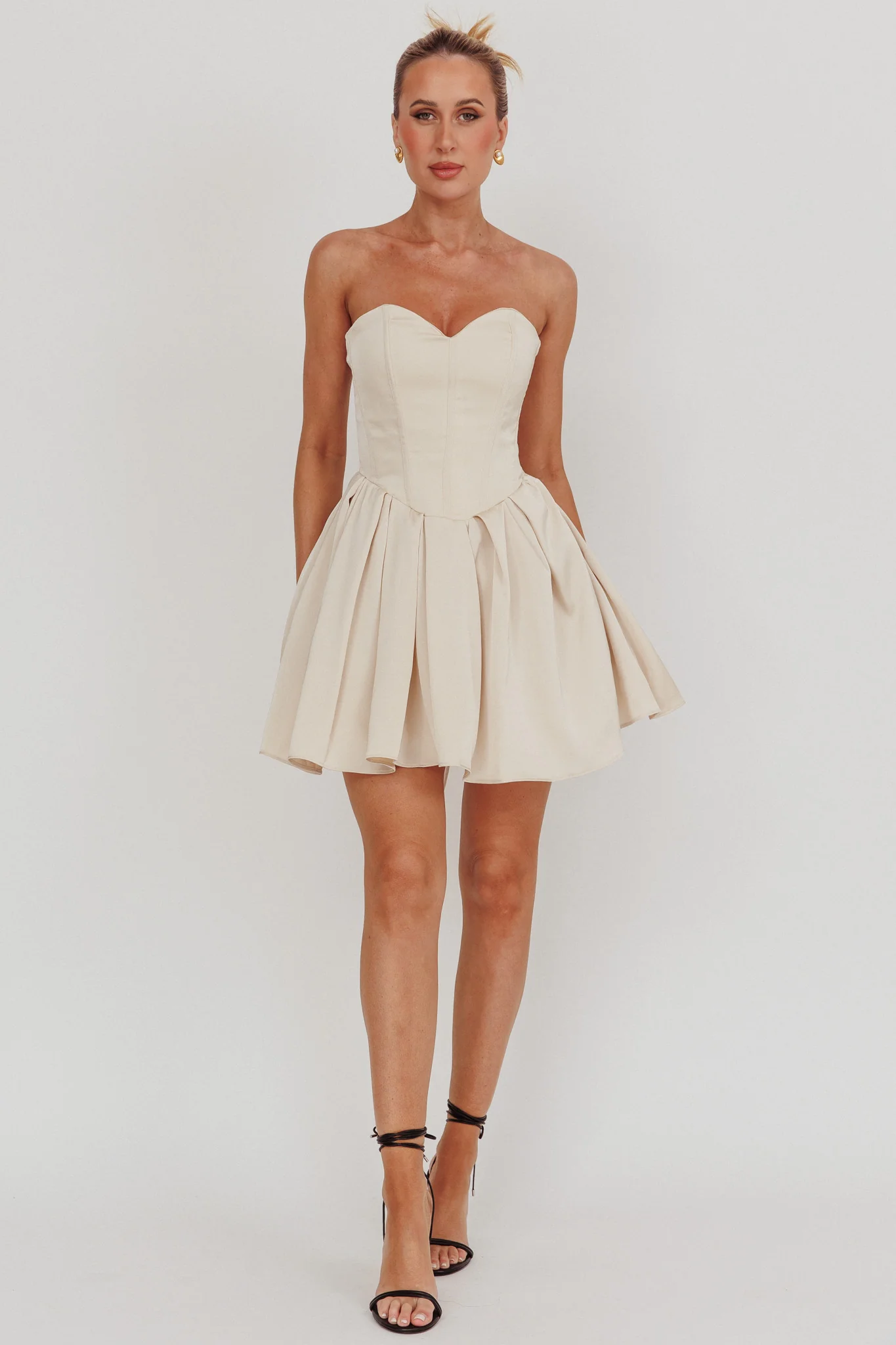 What I Like Sweetheart Neckline Mini Dress Champagne - Image 3
