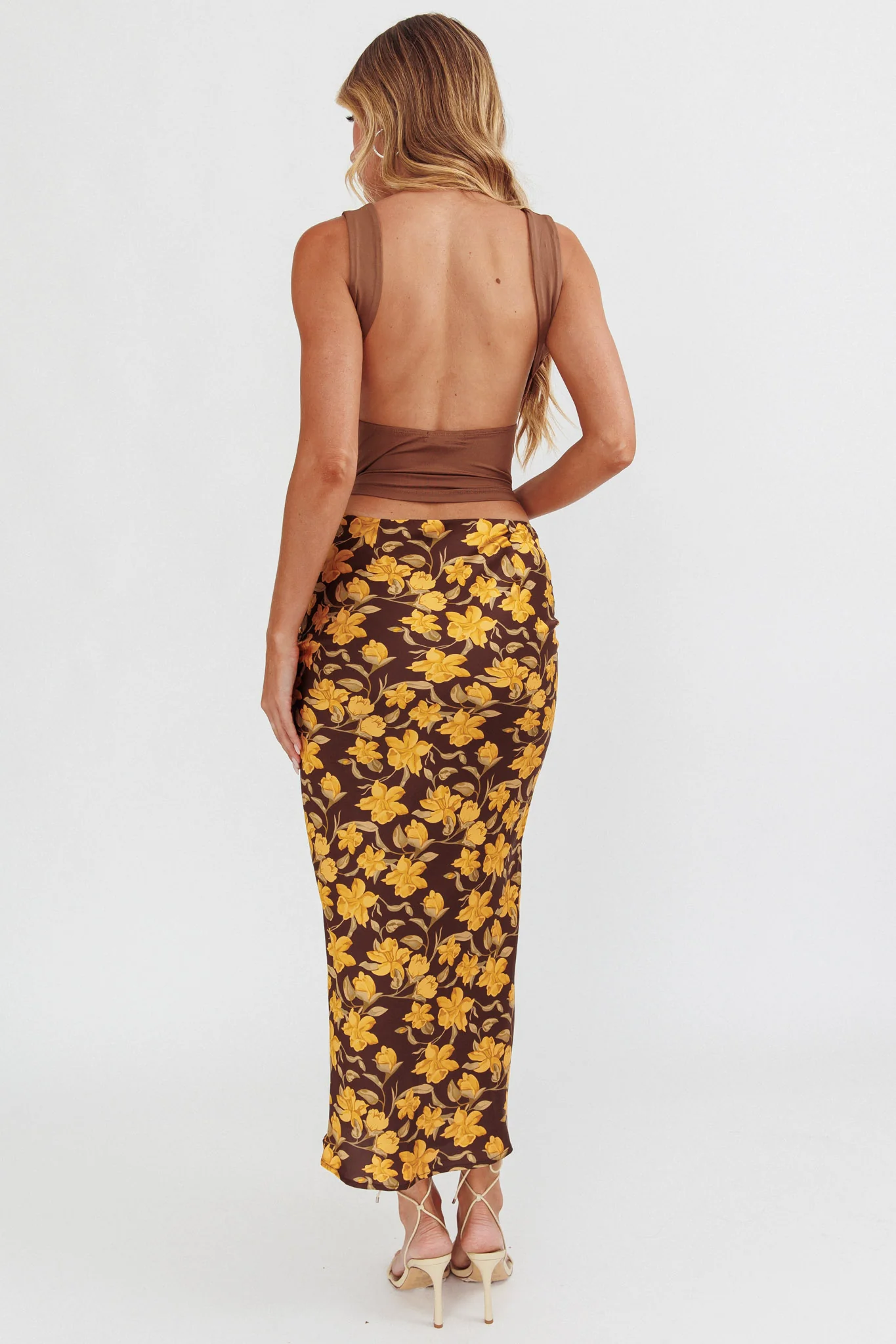 Wild Wanderings Midi Skirt Floral Brown - Image 2