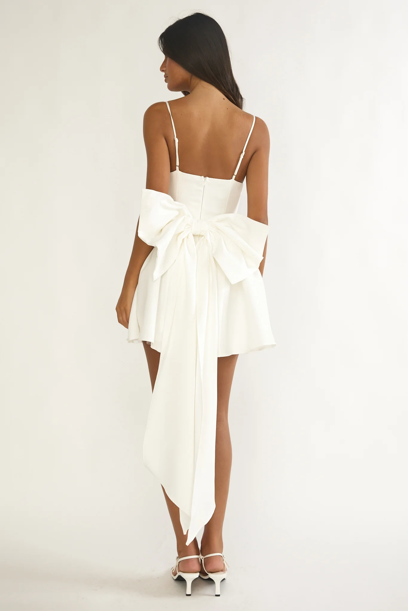 Wilder Oversized Back Bow Mini Dress White - Image 2