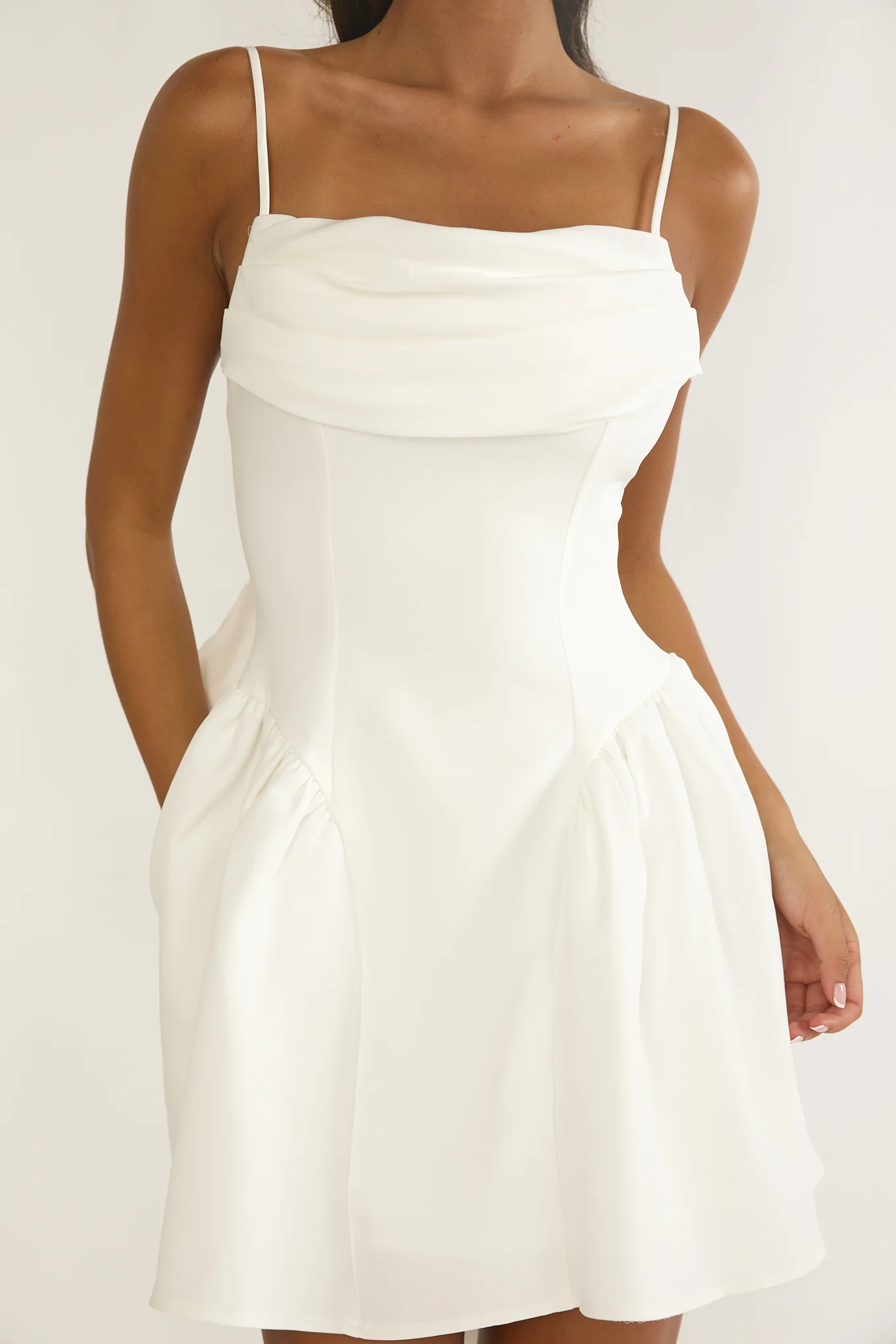 Wilder Oversized Back Bow Mini Dress White - Image 3