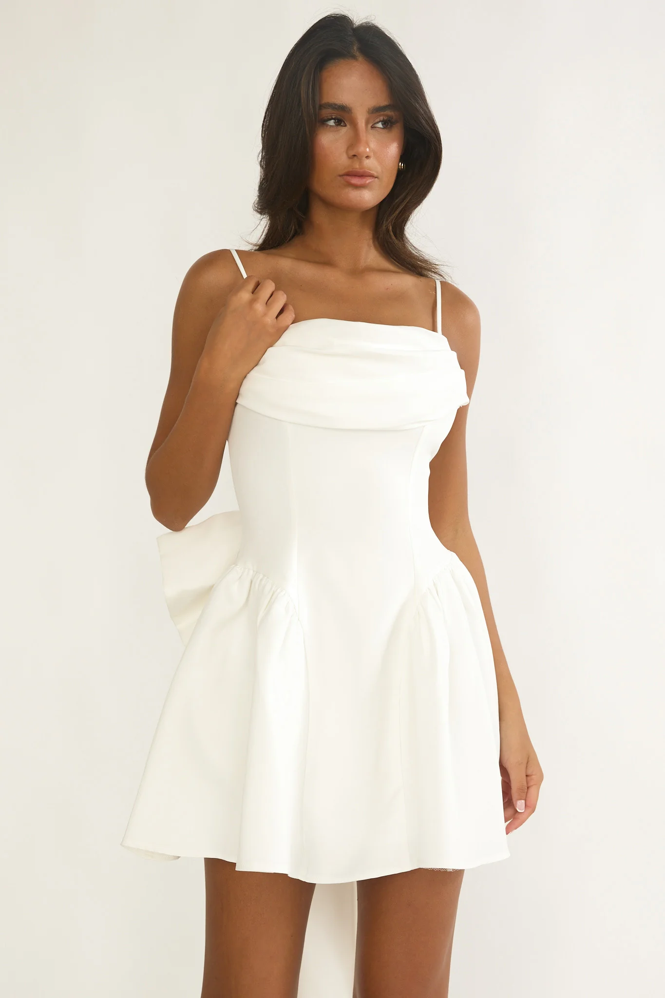 Wilder Oversized Back Bow Mini Dress White - Image 5