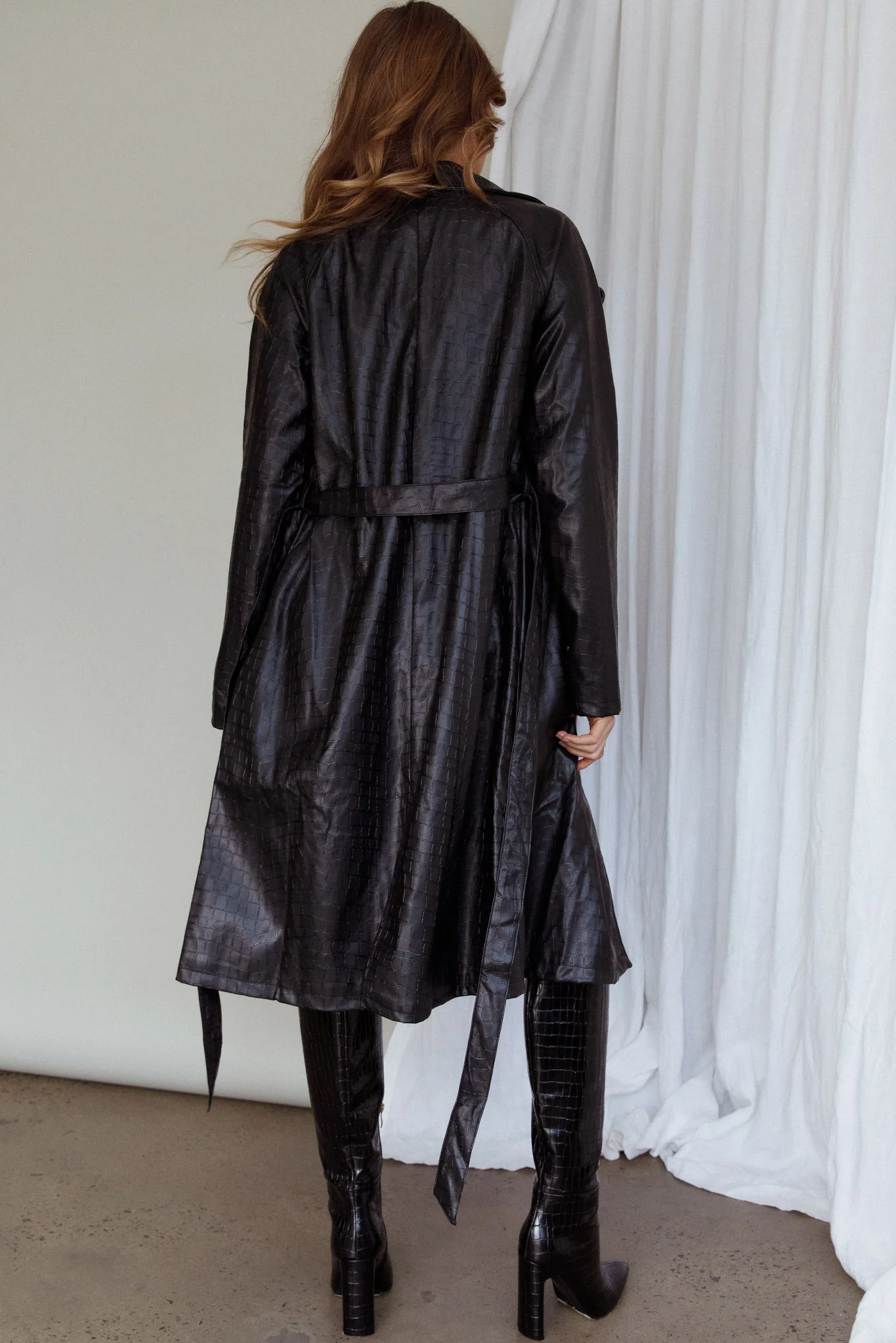 Wilhelmina Long Jacket Embossed Black - Image 2