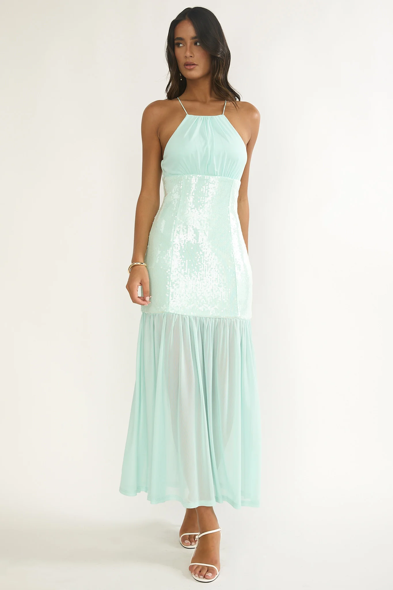 Wilma Sequin Bodice Maxi Dress Mint - Image 5