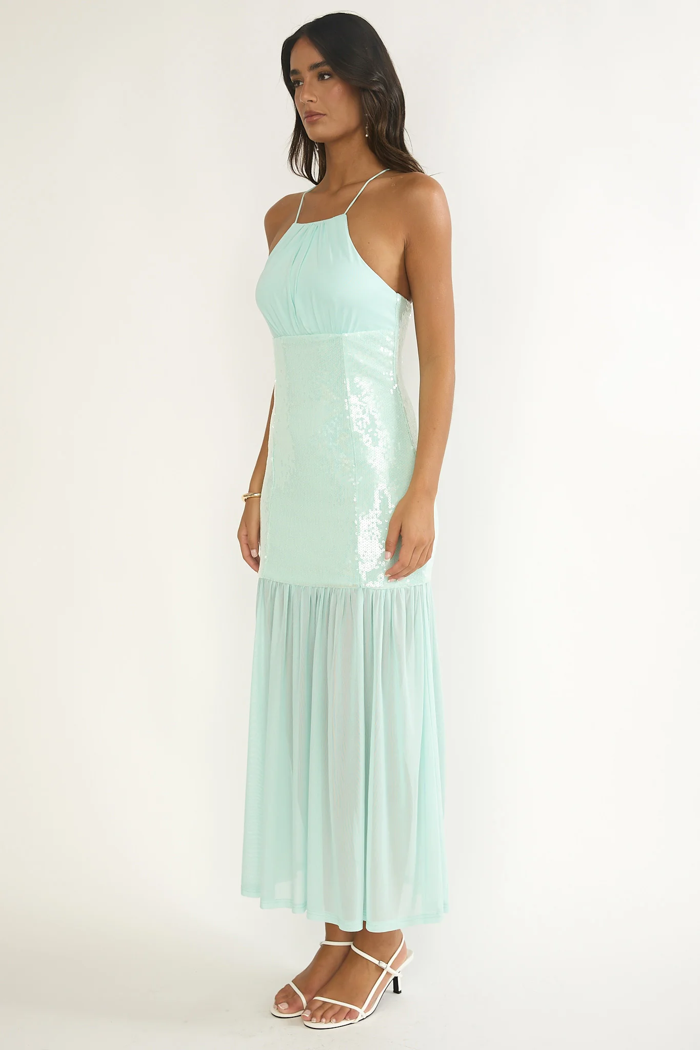 Wilma Sequin Bodice Maxi Dress Mint - Image 7