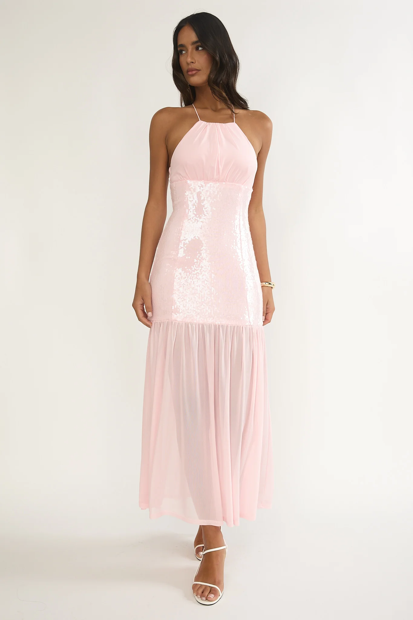Wilma Sequin Bodice Maxi Dress Pink