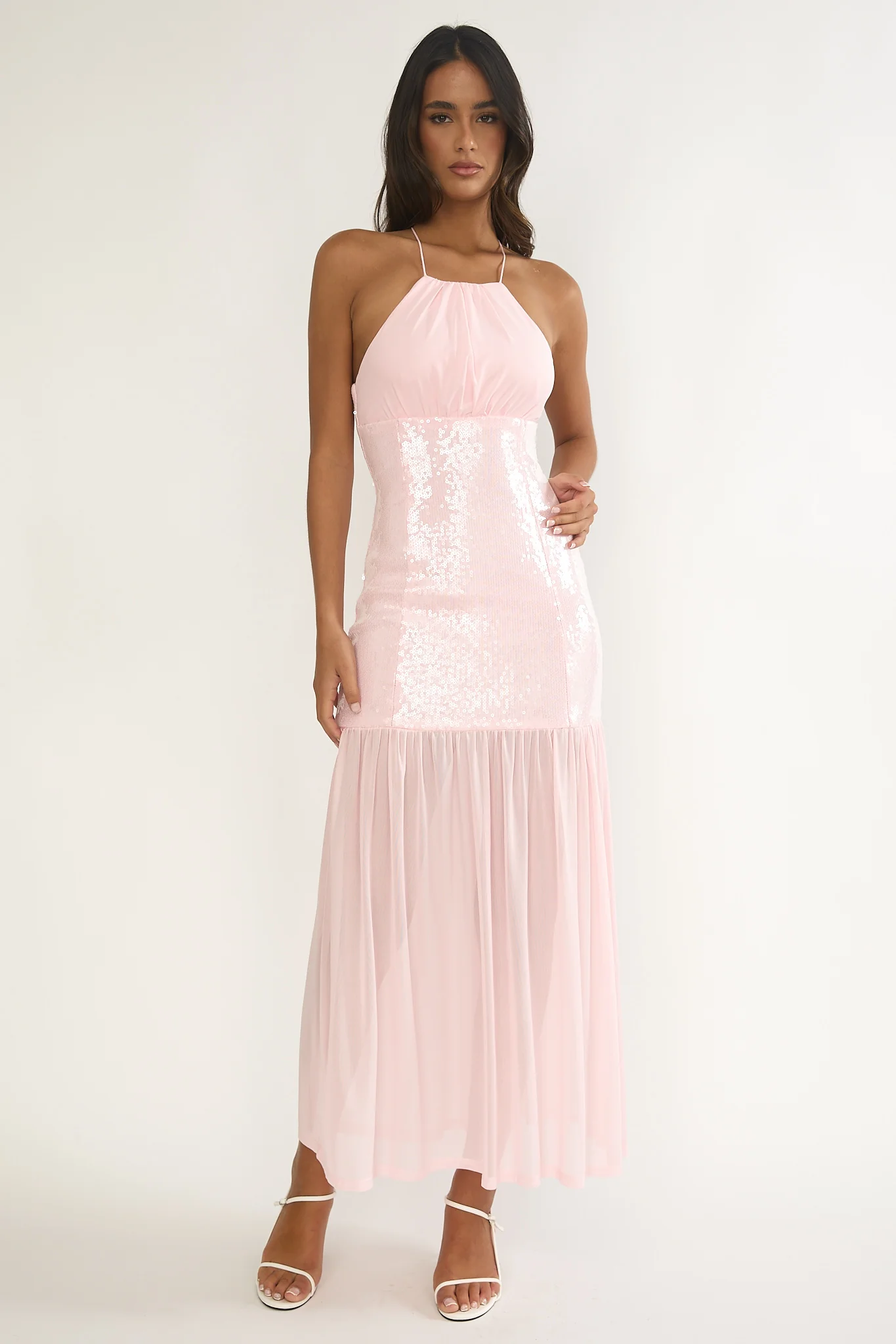 Wilma Sequin Bodice Maxi Dress Pink - Image 2
