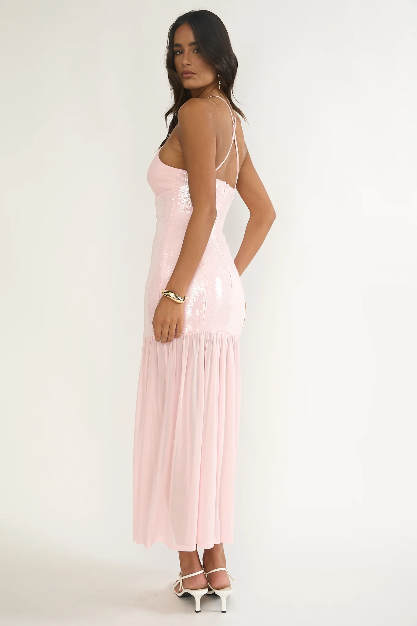Wilma Sequin Bodice Maxi Dress Pink - Image 3