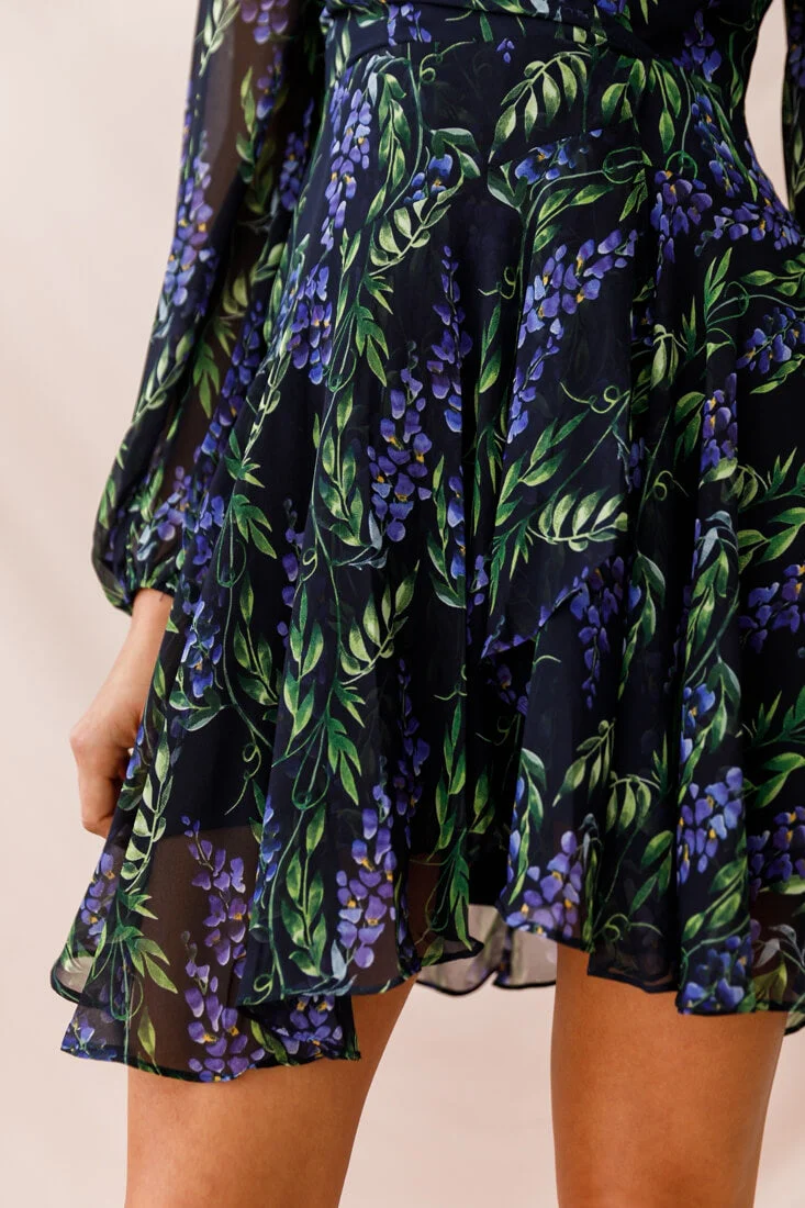Wisteria Lane Long Sleeve Tea Dress Navy - Image 5