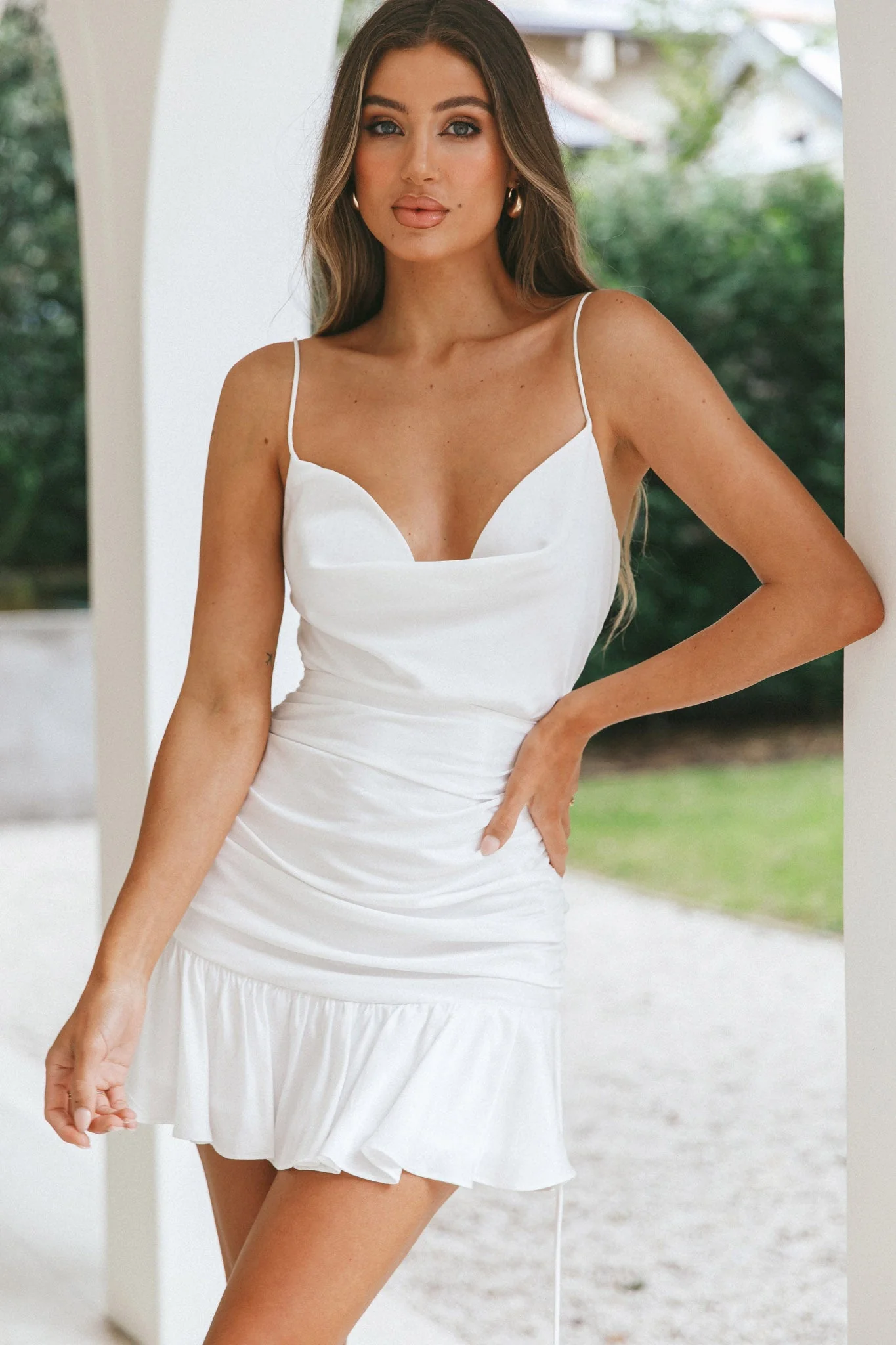 With Love Cowl Neck Mini Dress White - Image 5