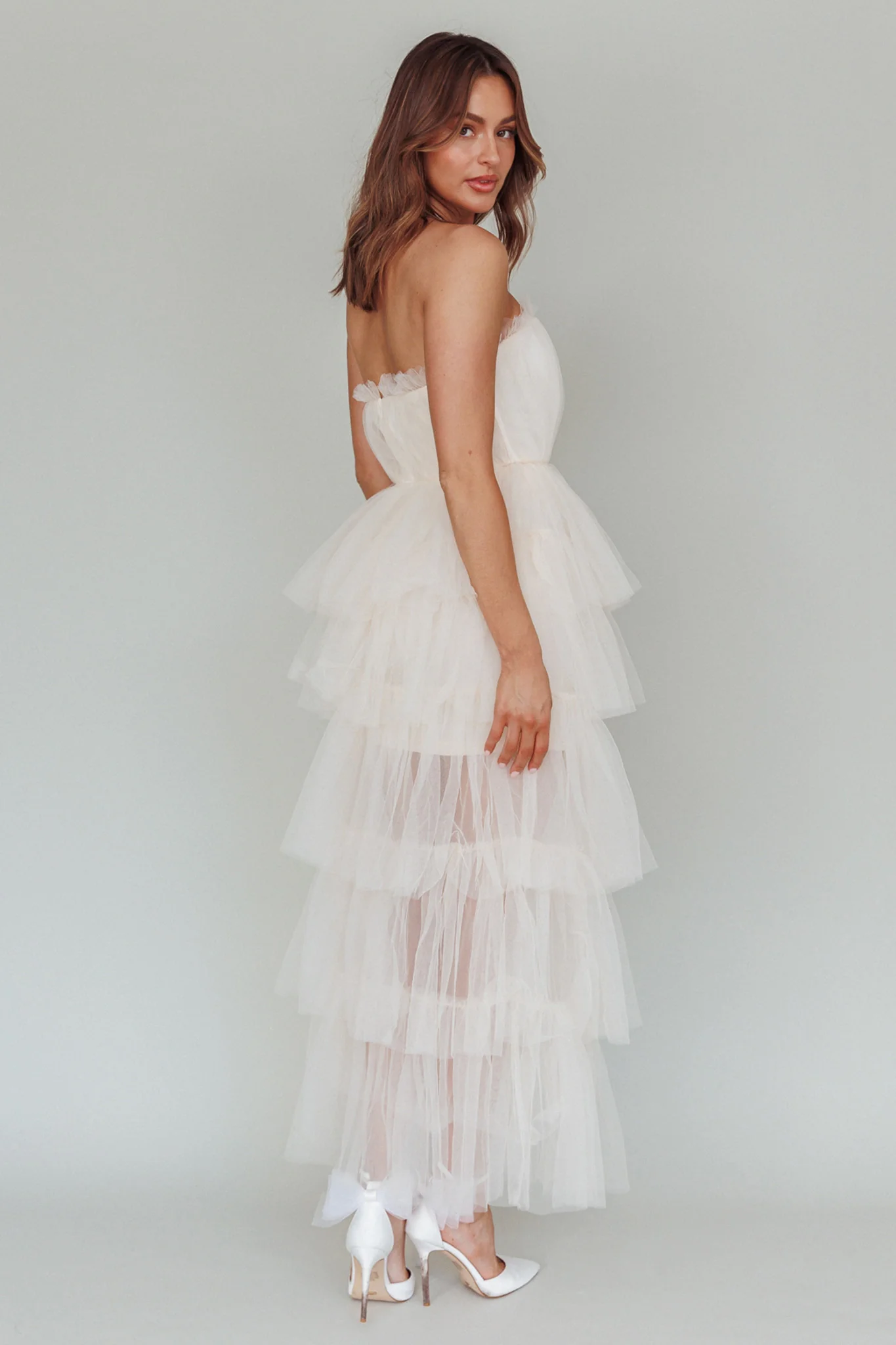 Written In The Stars Layered Tulle Maxi Dress Cream - Image 6