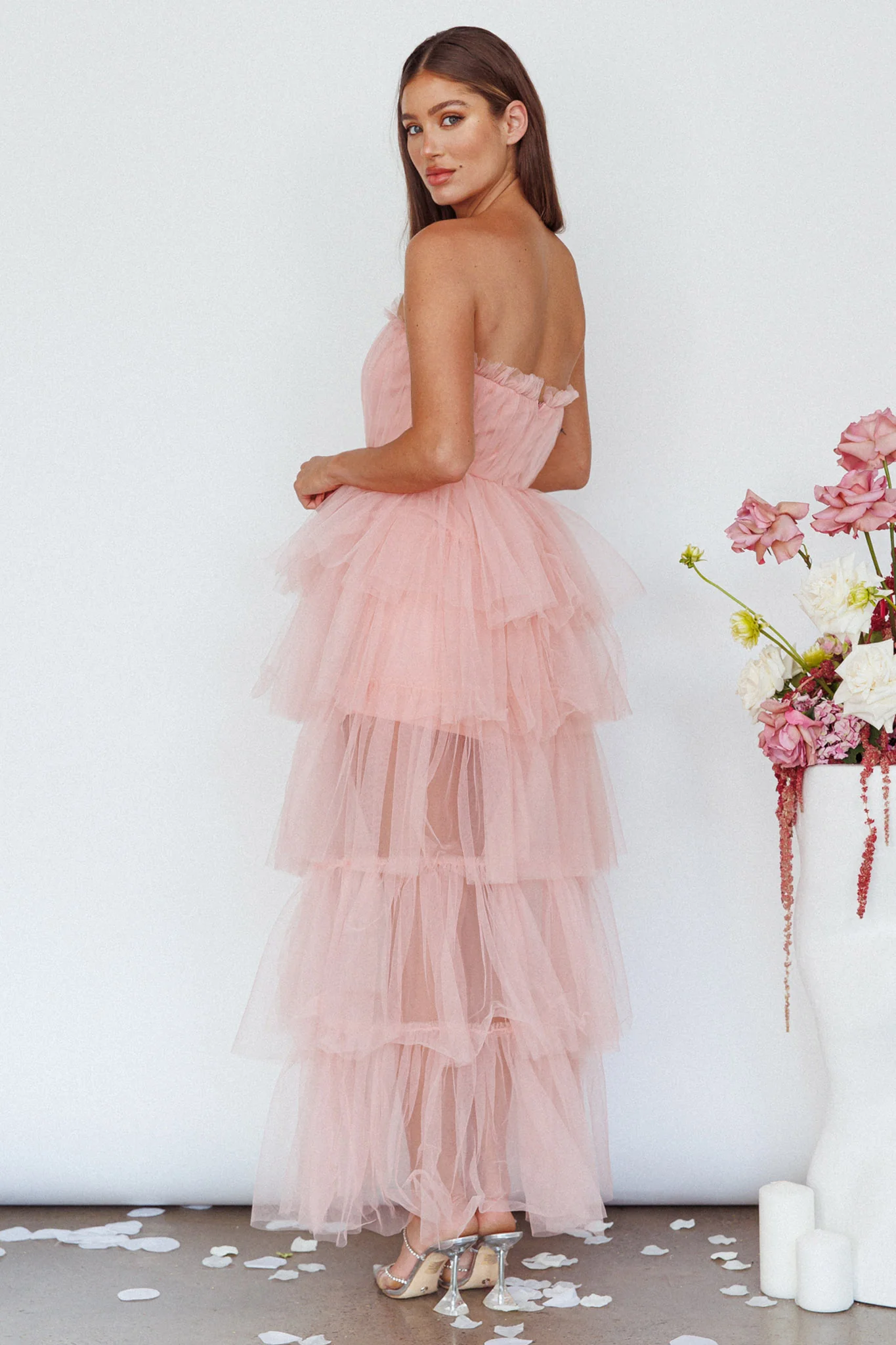 Written In The Stars Layered Tulle Maxi Dress Pink - Image 2