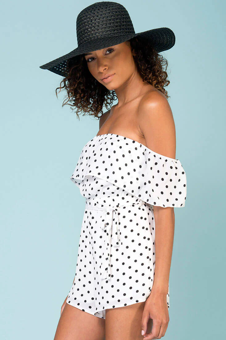 Wynter Casual Romper White With Black Polka Dots - Image 2