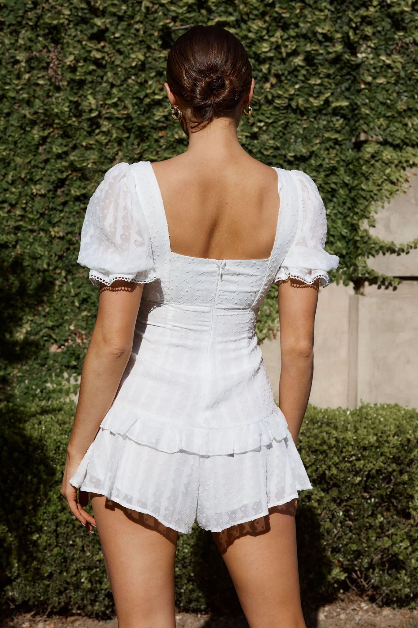 Young Love Tied Bust Frill Trim Romper White - Image 2