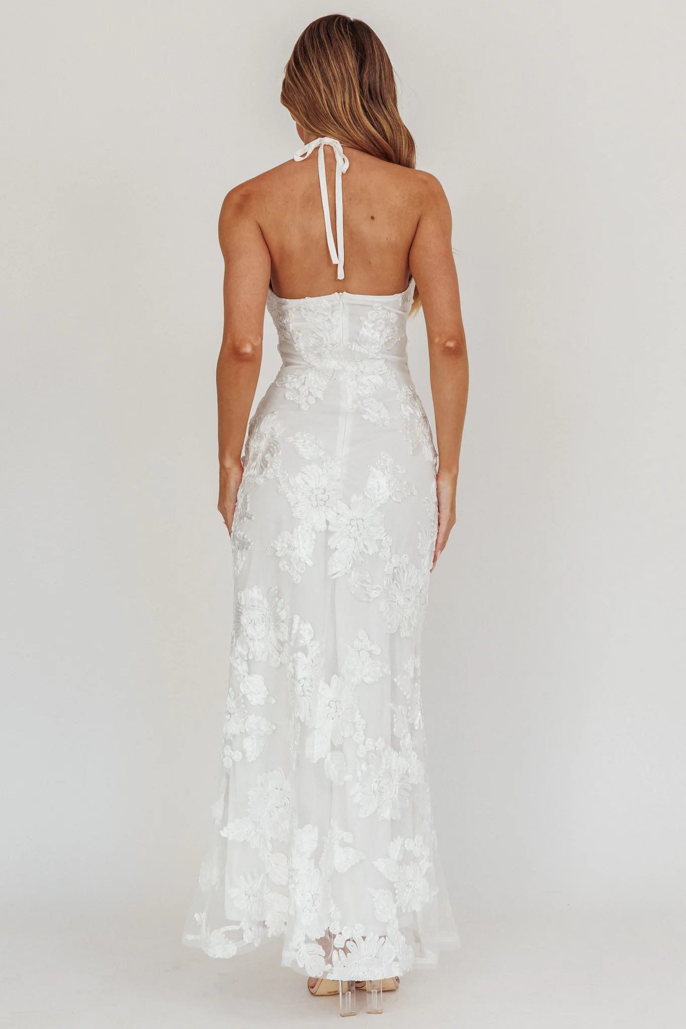 Your Affections Rosette Ribbon Embellished Maxi Dress White - Image 2