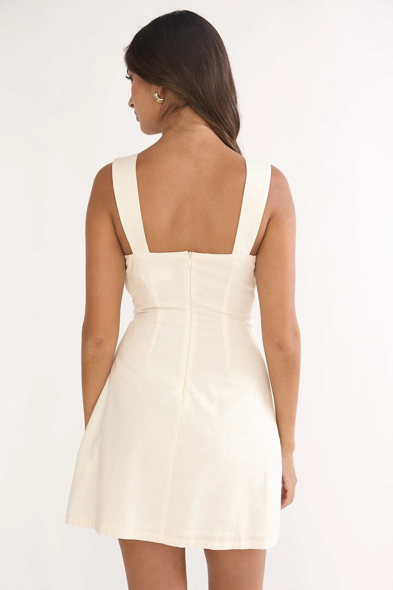 Your Knowing Cut-Out Bead Neckline Mini Dress Cream - Image 3