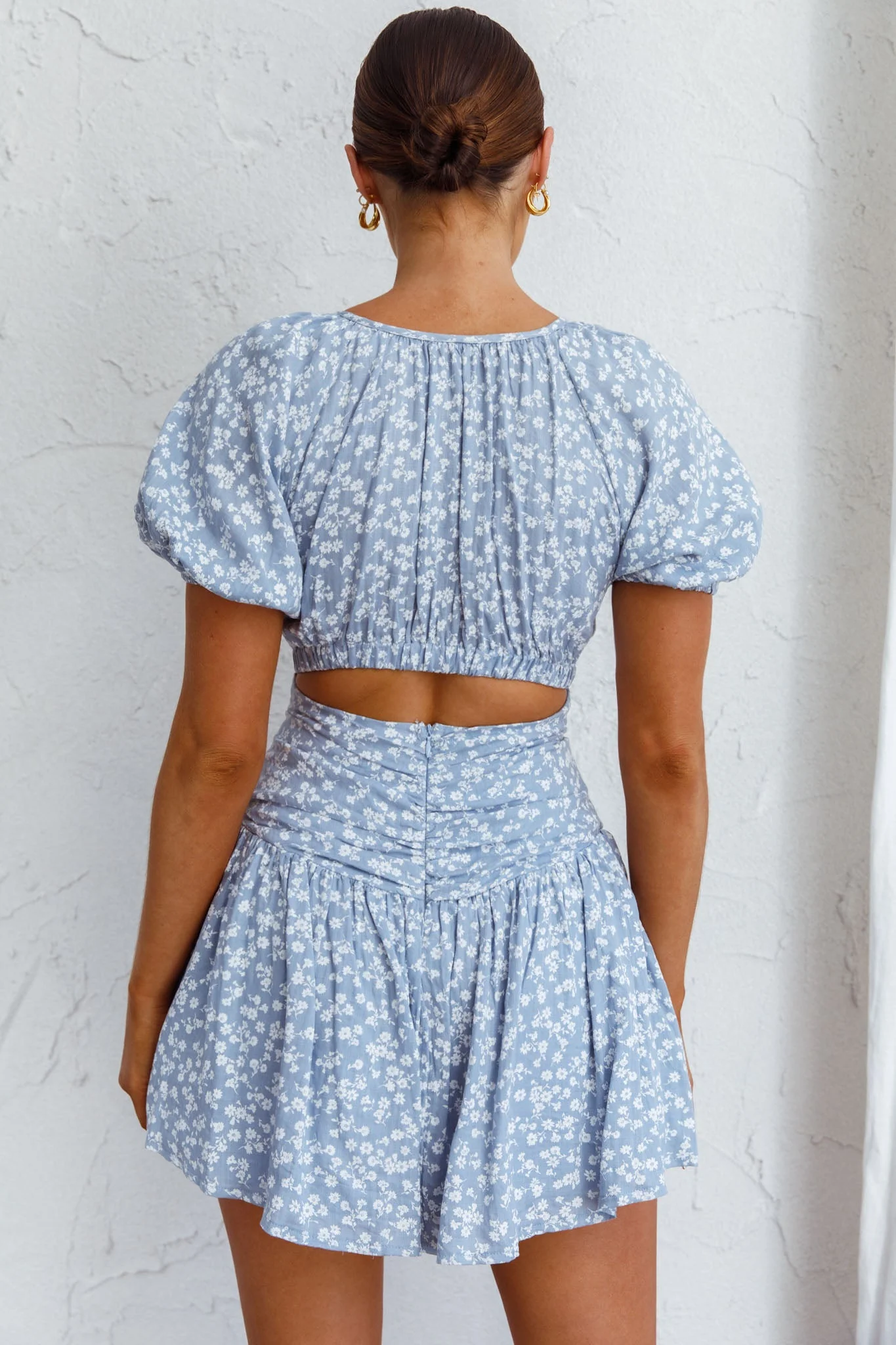 Your Moment Cut-Out Waist Dress Floral Blue - Image 6