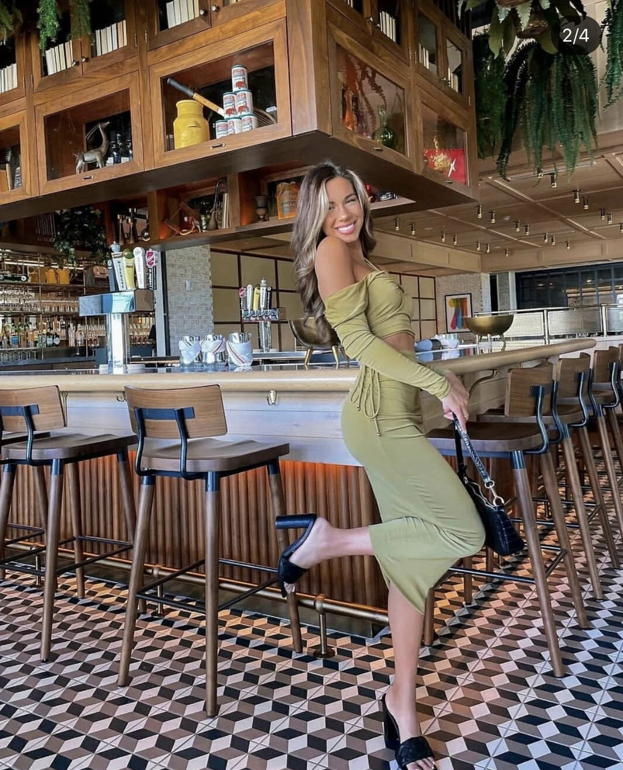 Your Muse Drawstring Side Midi Skirt Olive - Image 8
