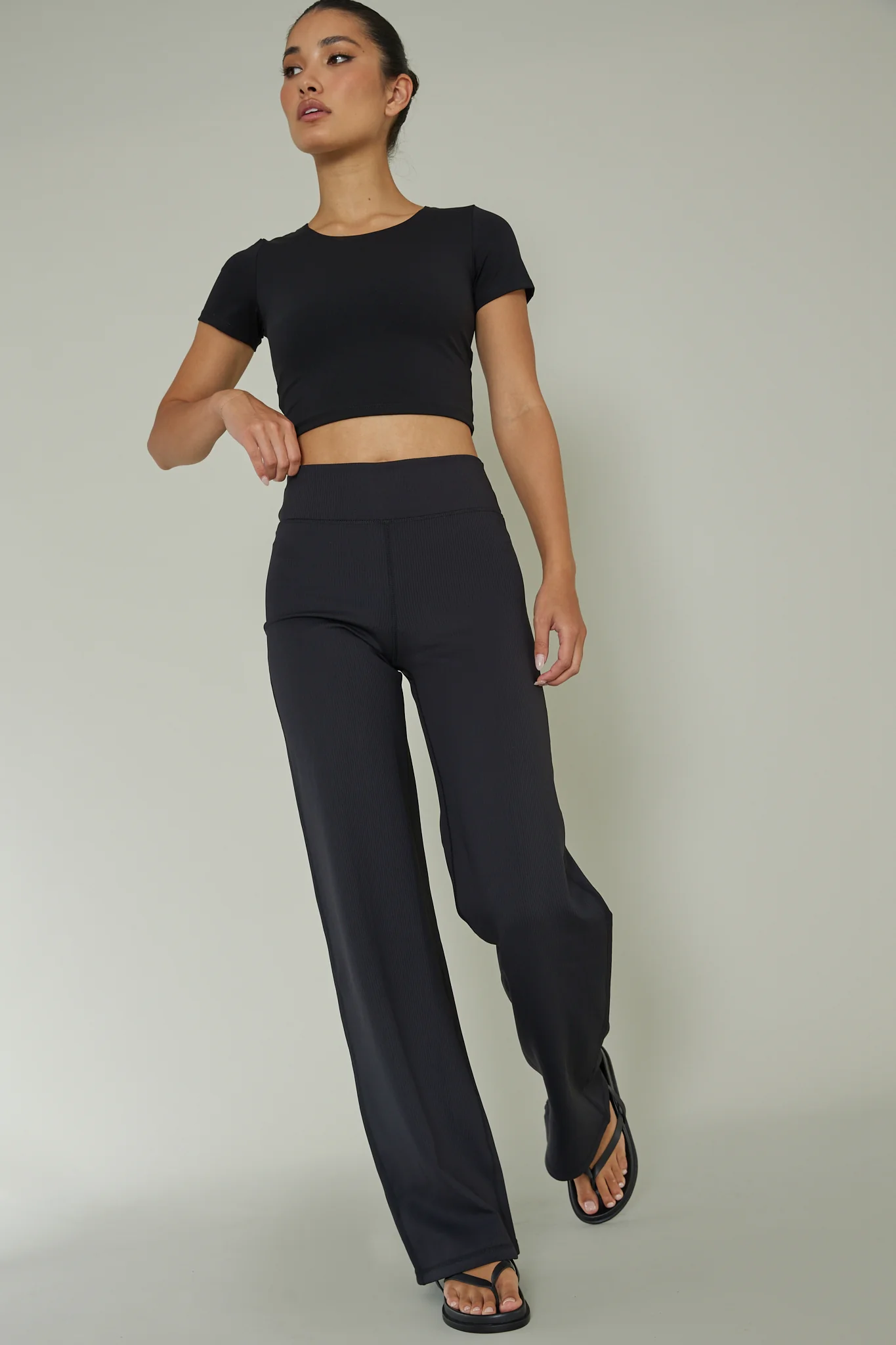 Your Power Ribbed Wide Leg Pants Black - Image 2