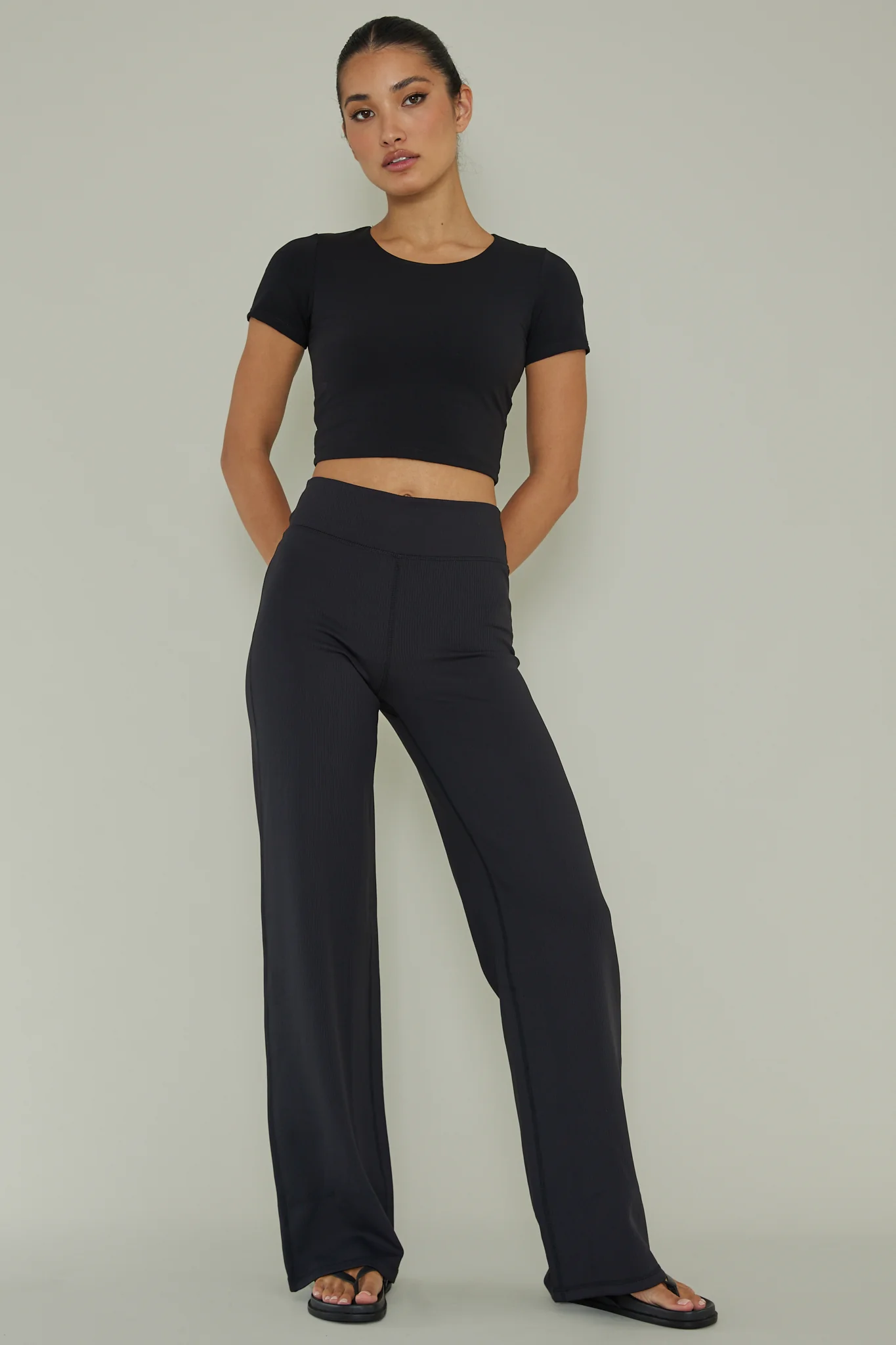 Your Power Ribbed Wide Leg Pants Black - Image 4