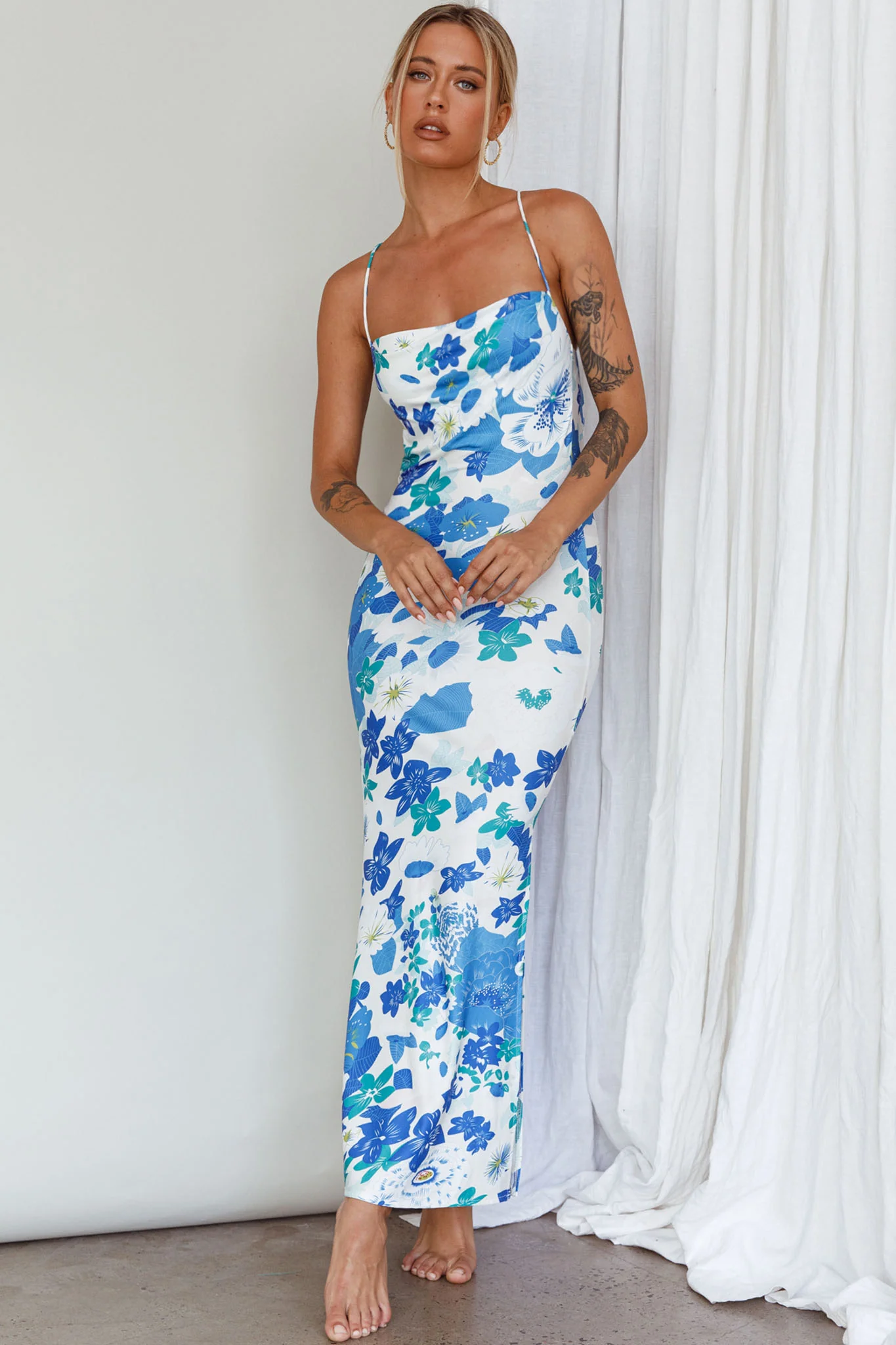 You're My Sunshine Tie-Up Back Midi Dress Blue - Image 6