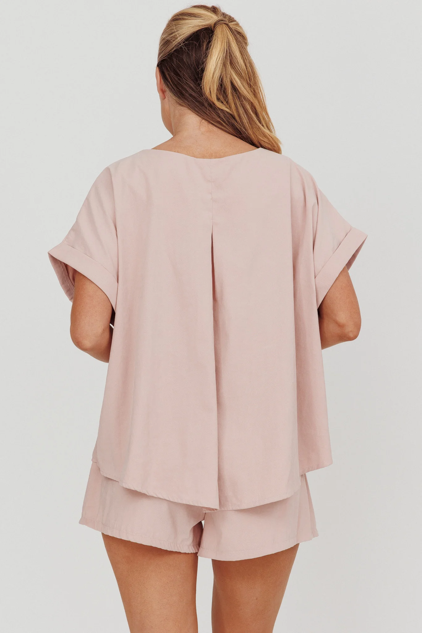 Yuna Pleat Back Boxy Tee Blush - Image 3