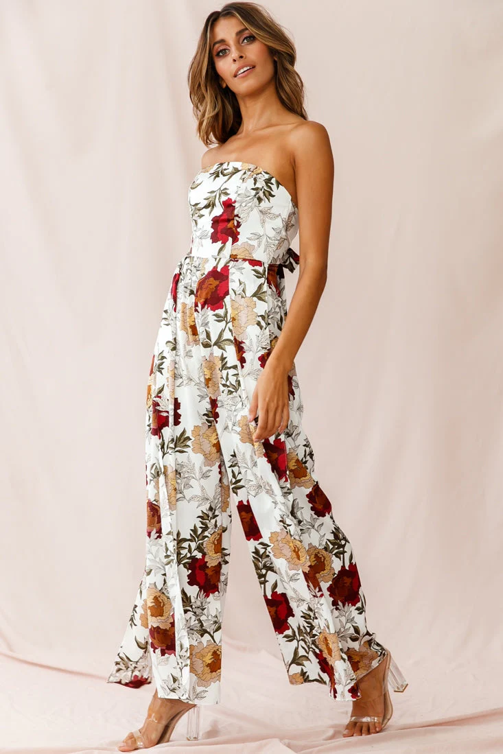 Yuzu Wide Leg Bandeau Jumpsuit White - Image 3
