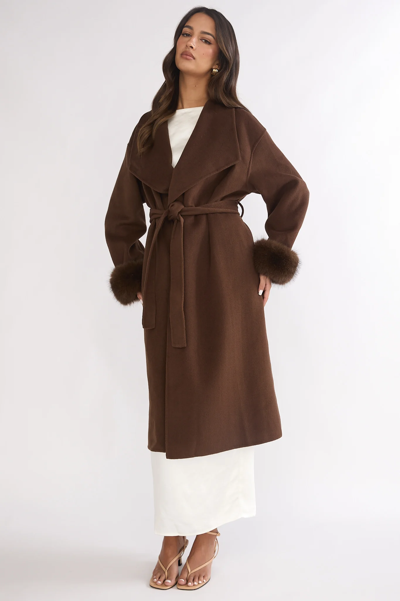 Zannora Faux Fur Coat Chocolate - Image 5