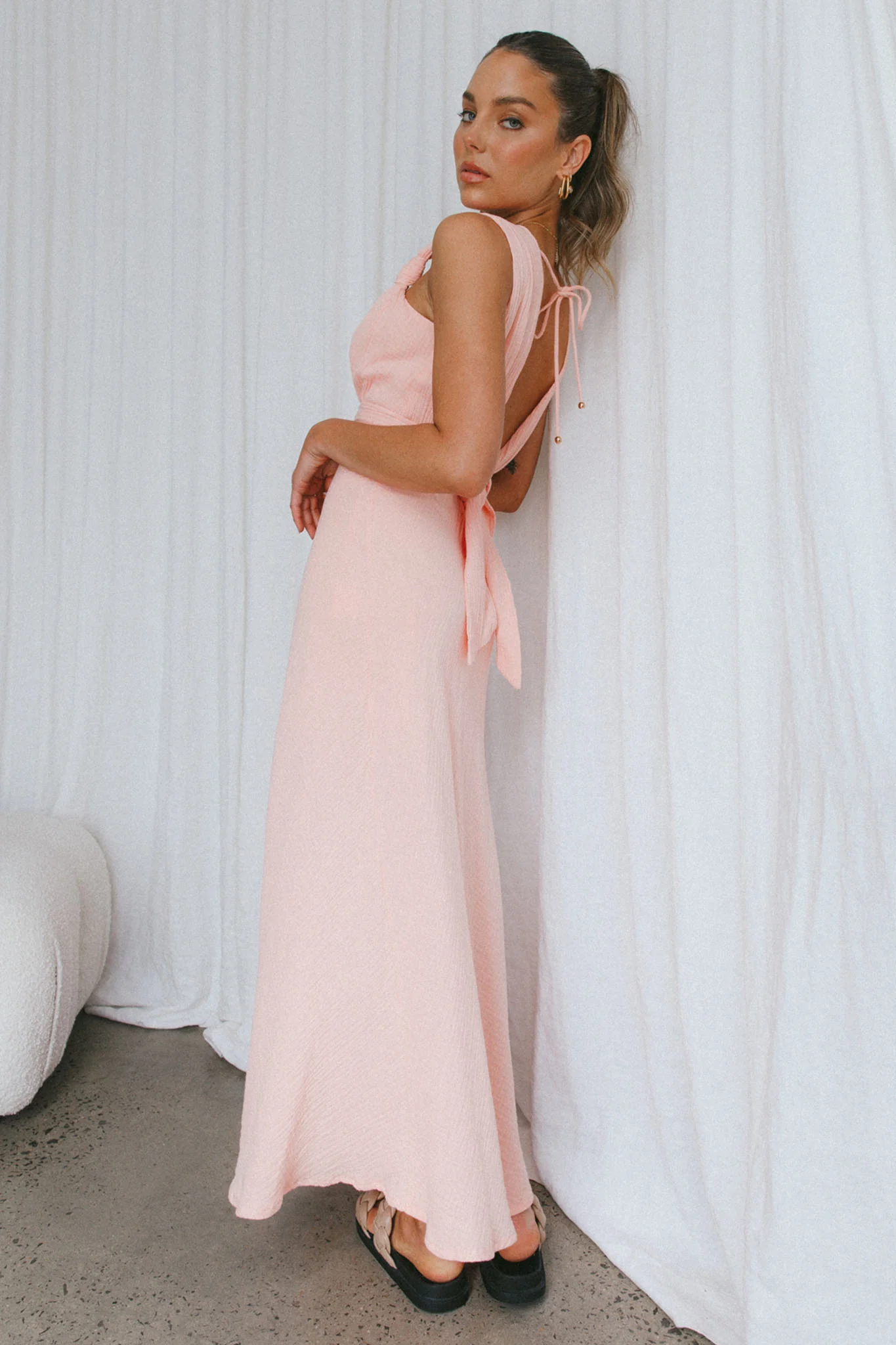 Zanzibar Surplice Neckline Maxi Dress Nude - Image 6