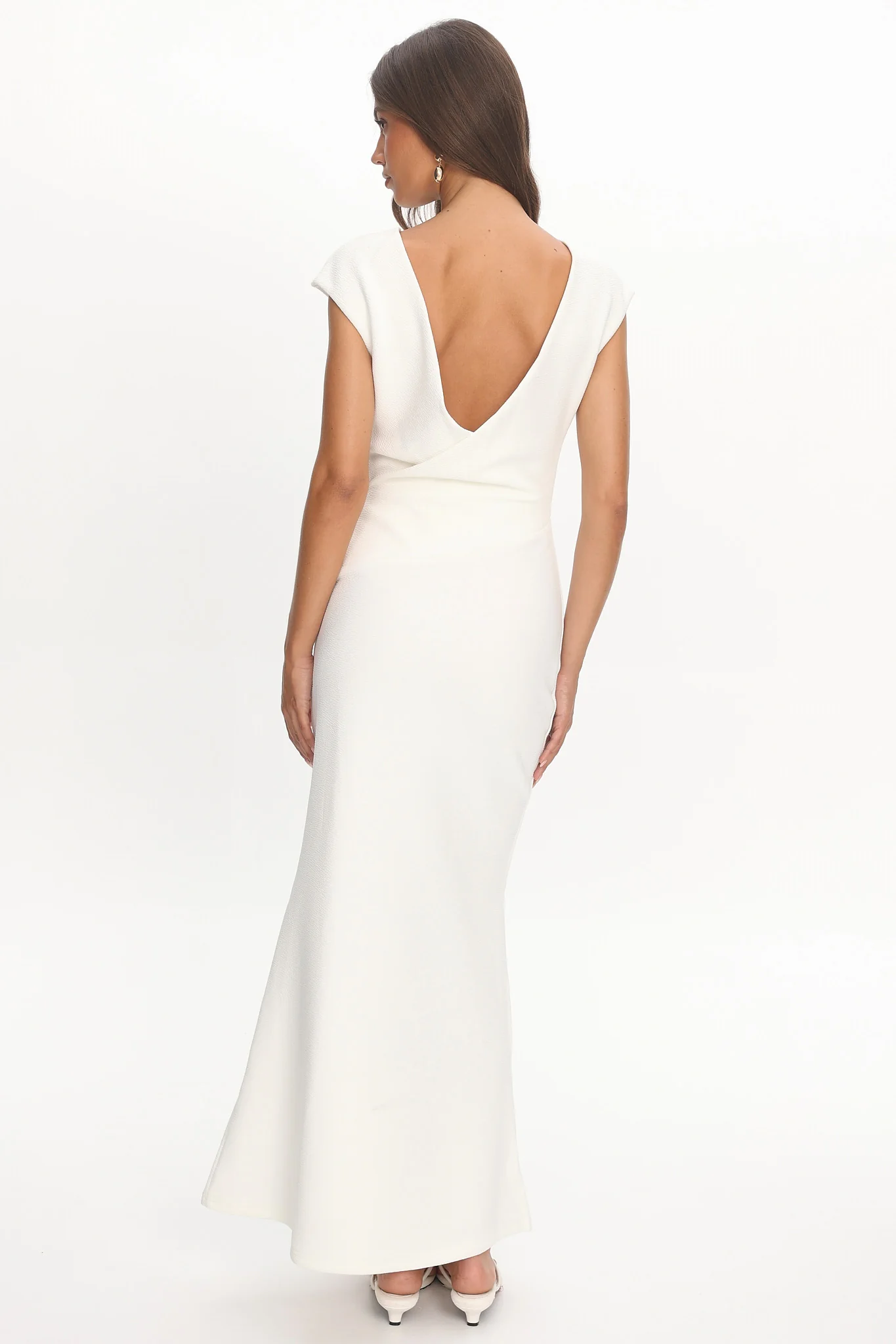 Zarae Cap Sleeve Surplice Back Maxi Dress White - Image 3