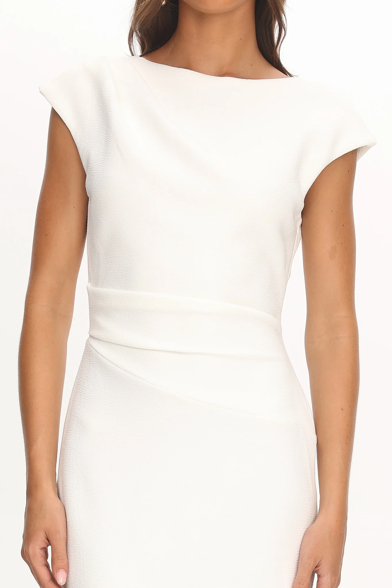 Zarae Cap Sleeve Surplice Back Maxi Dress White - Image 4