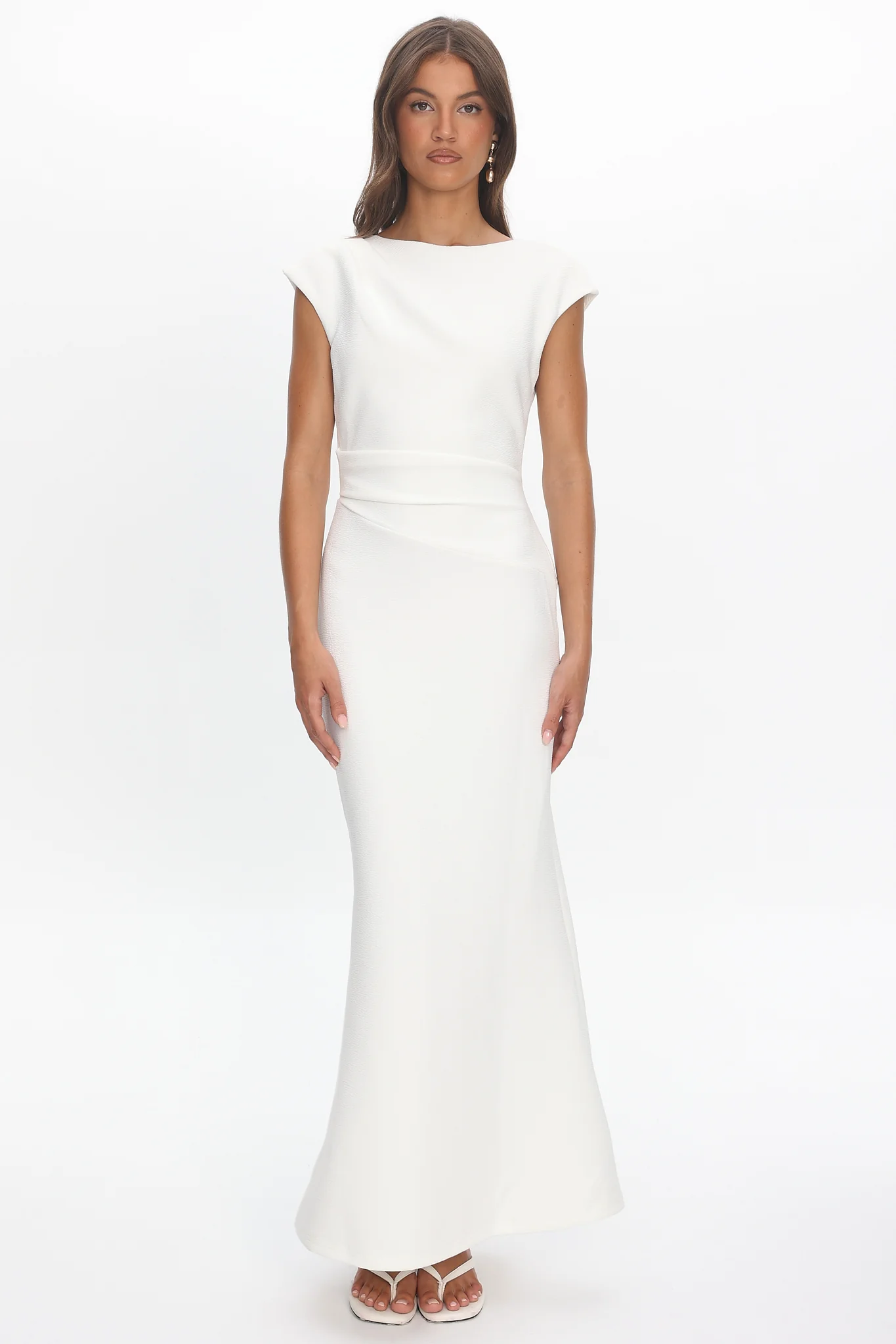 Zarae Cap Sleeve Surplice Back Maxi Dress White - Image 5
