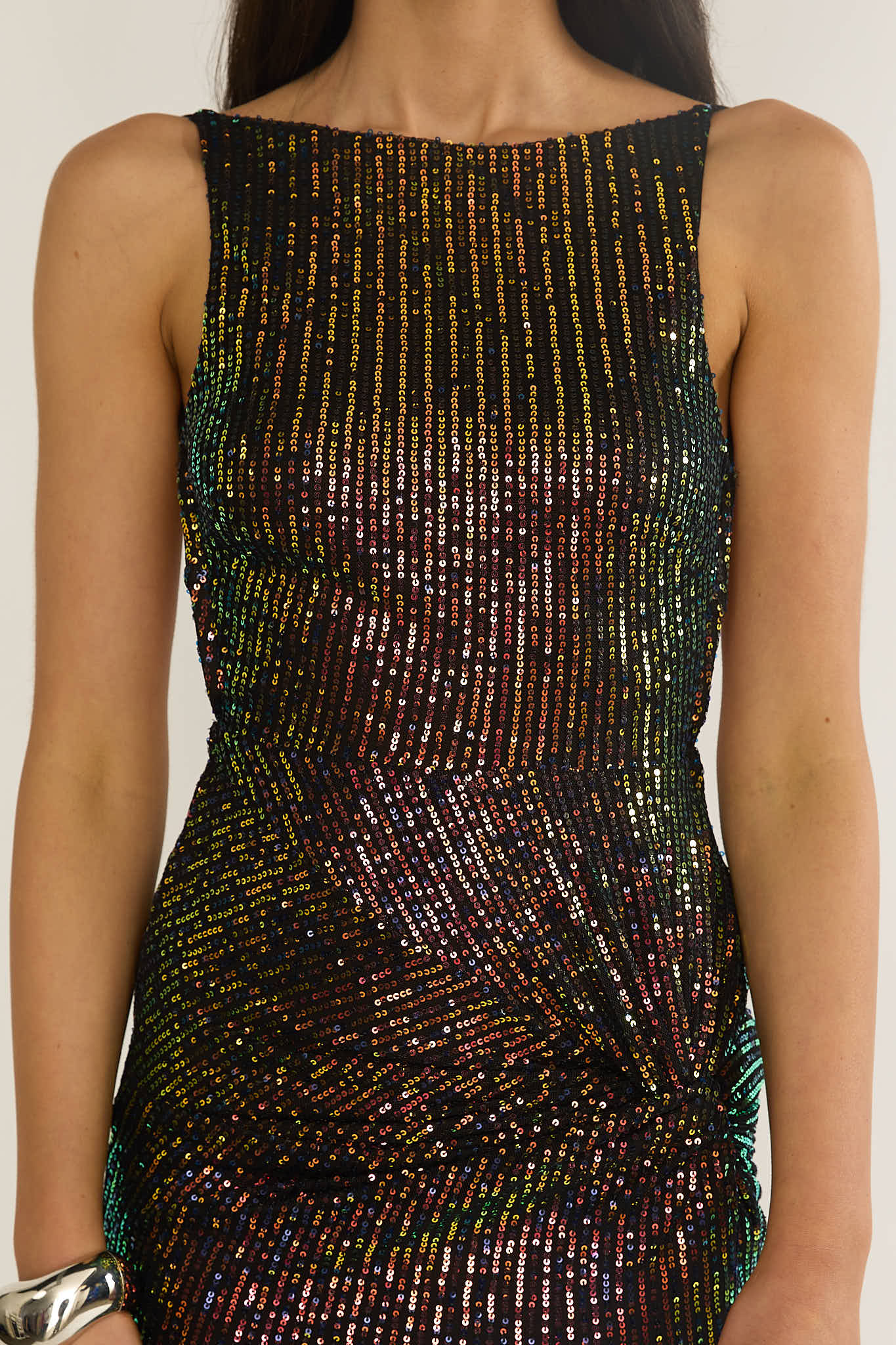 Zaretha Backless Split Maxi Dress Sequin Black/Gold - Image 4