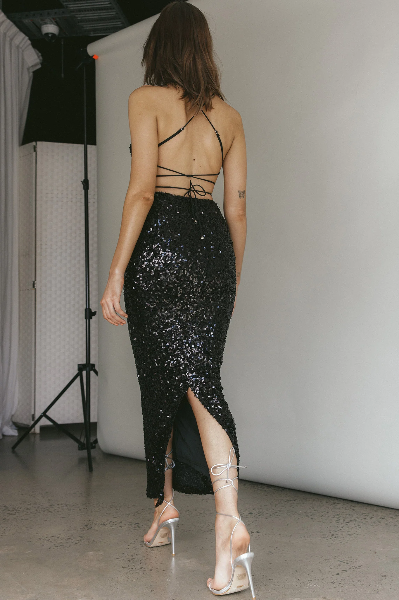 Zefa Sequin Midi Skirt Black - Image 2