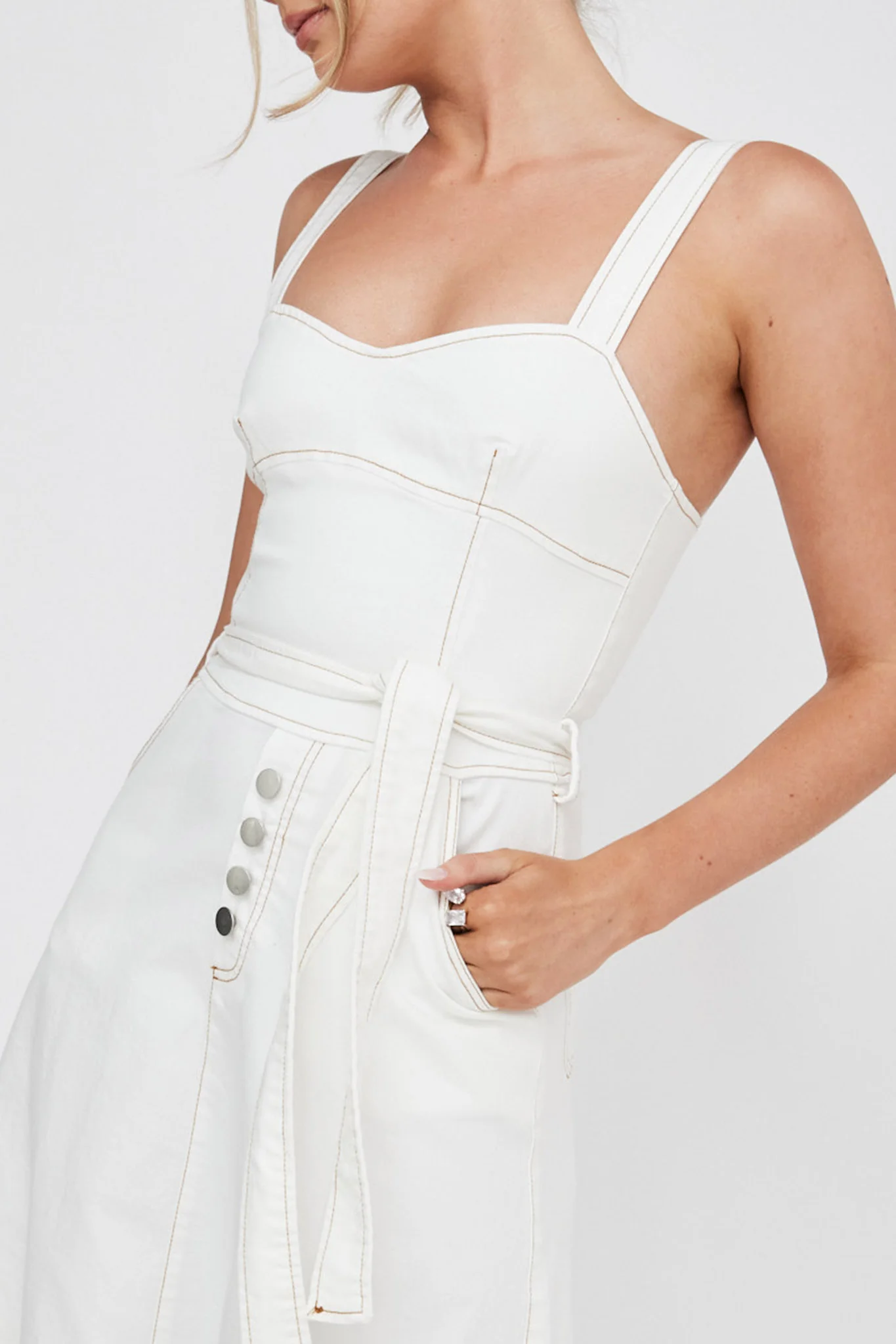 Zenyl Raw Hem Midi Dress Butter - Image 4