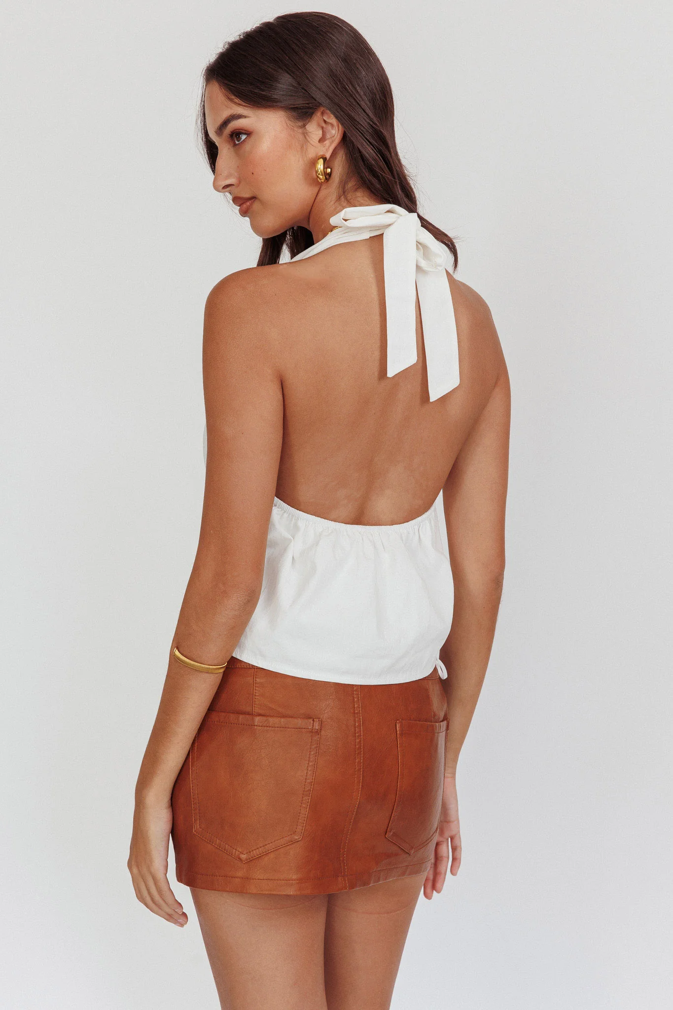 Zoriah Twist Bust Halterneck Top White - Image 3